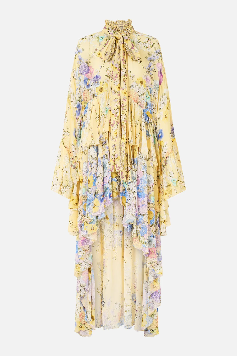RUFFLE HIGH LOW DRESS WITH LONG SLEEVE - 1