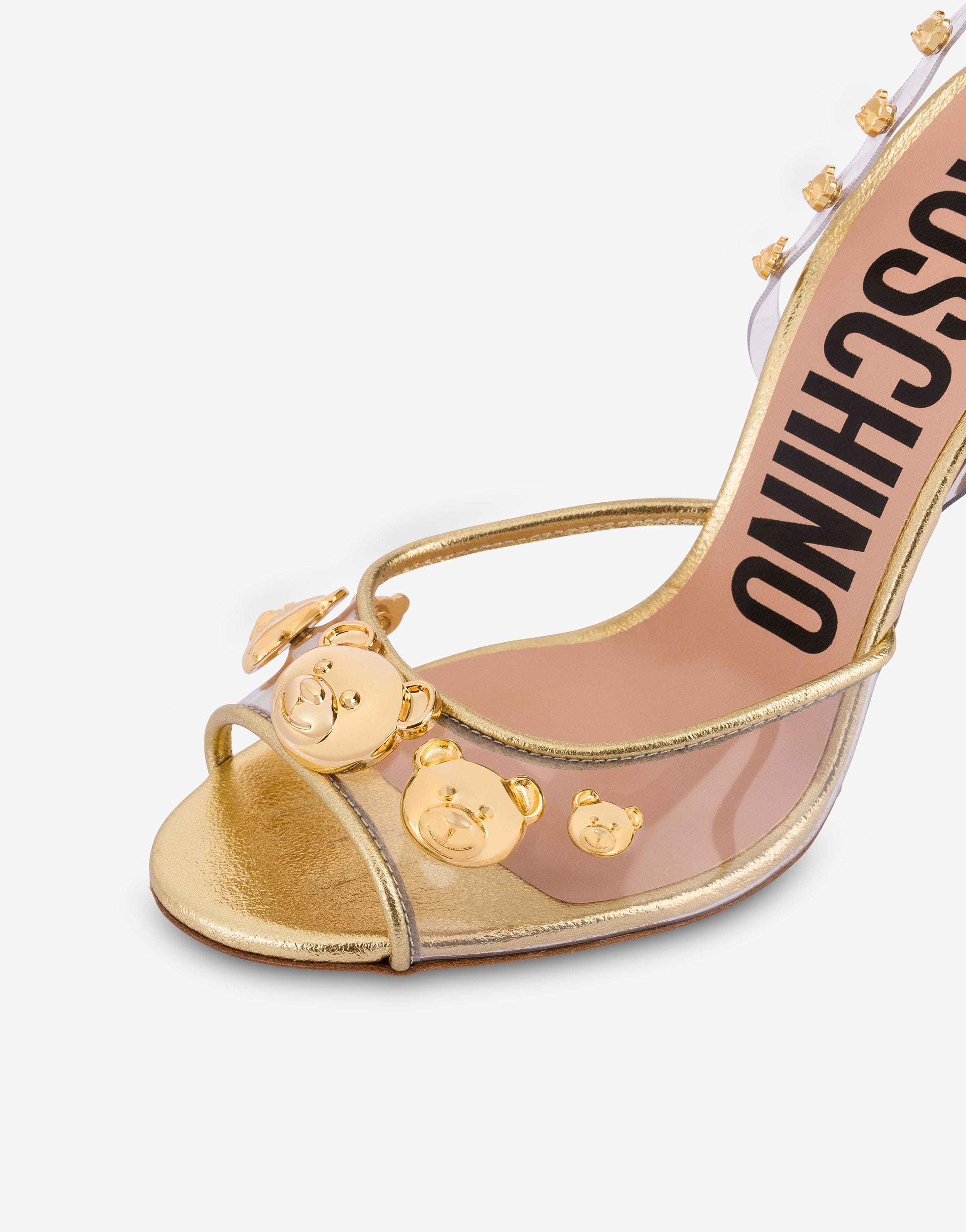 PVC TEDDY STUDS HIGH-HEELED SANDALS - 4