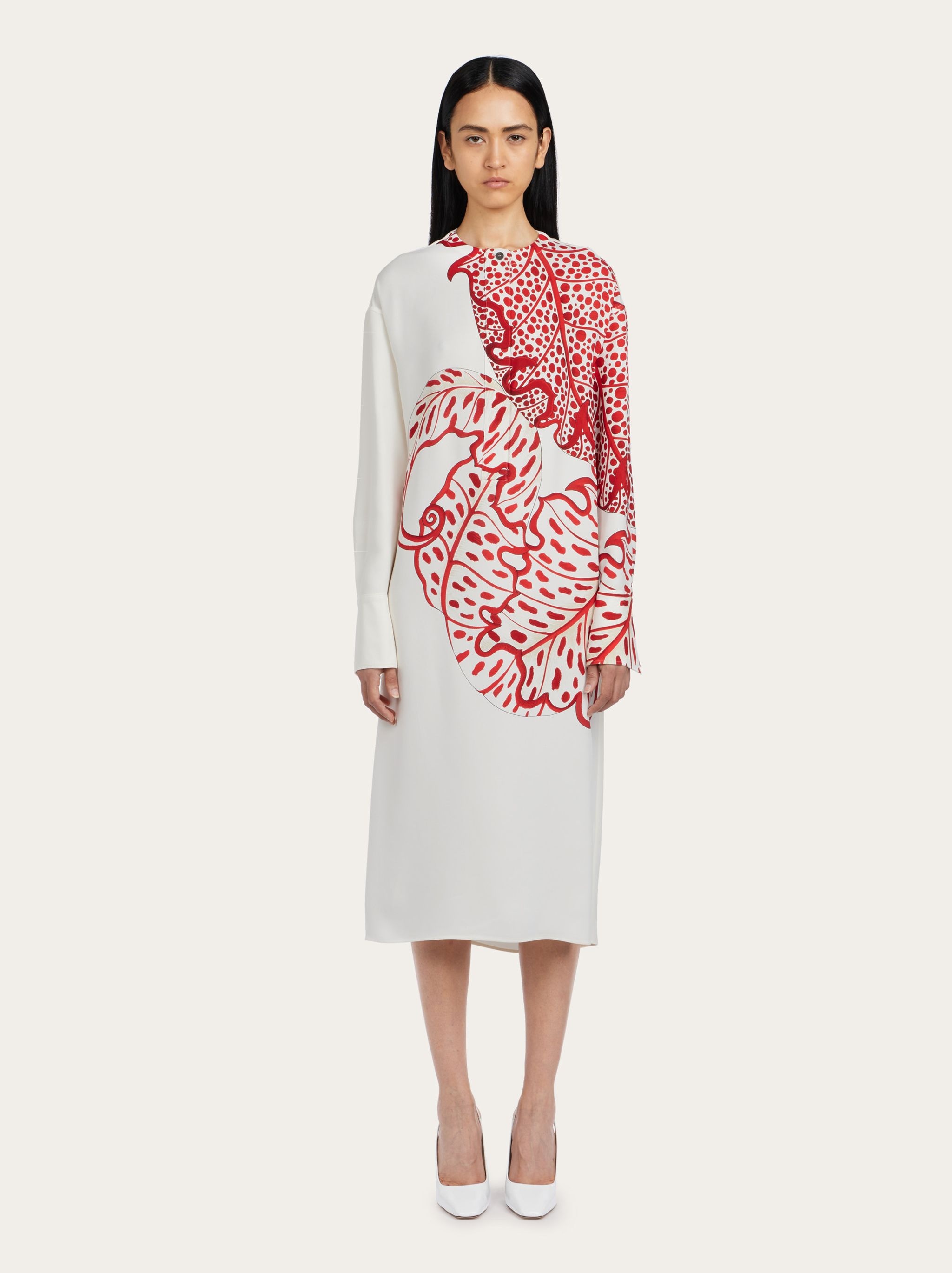 Foliage print shirt dress - 2