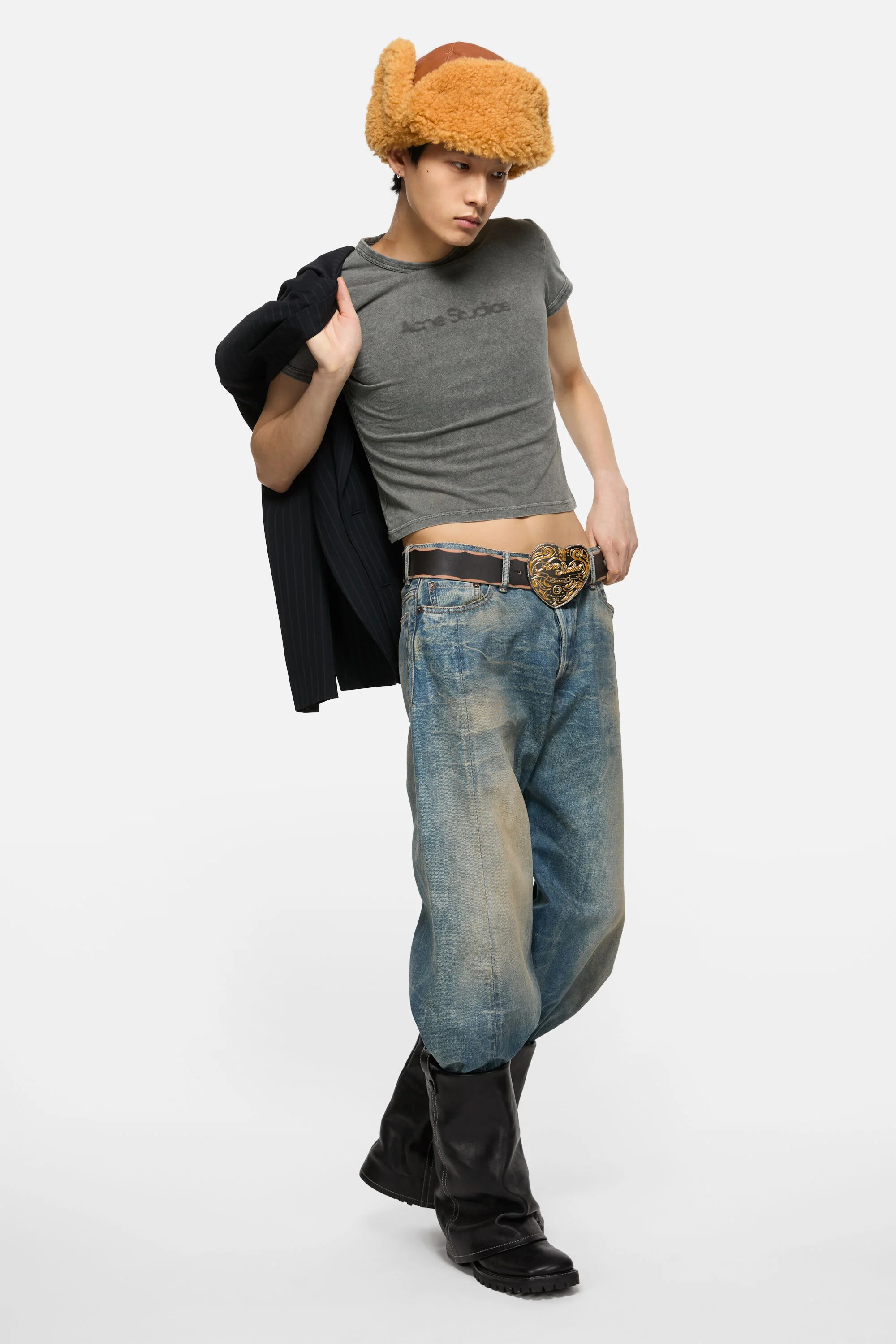 Blurred logo t-shirt - Fitted unisex fit - Faded Grey - 2