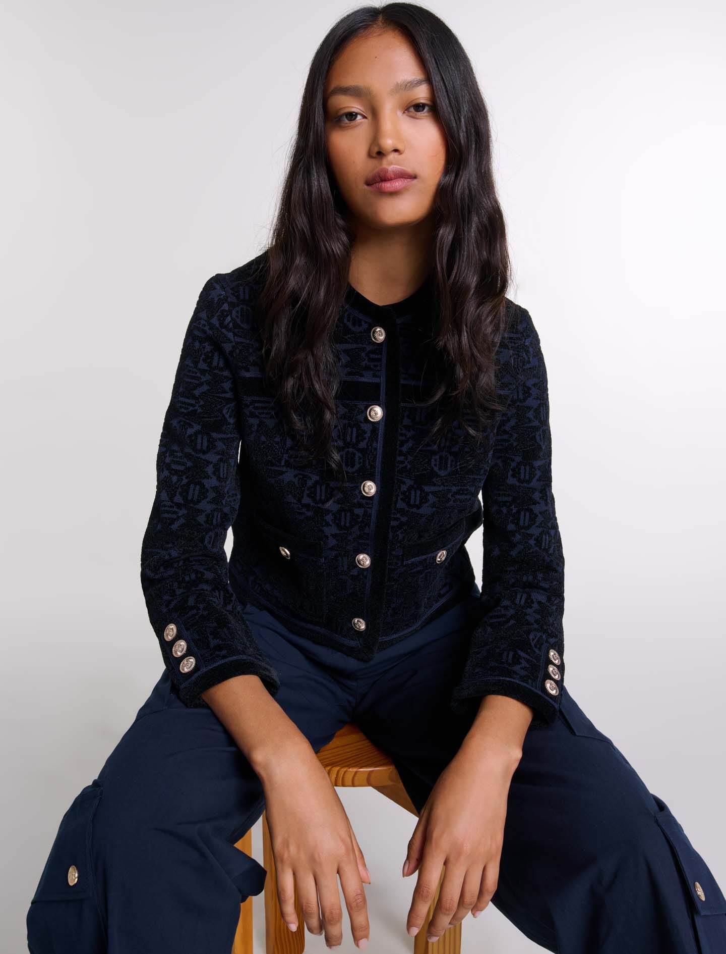 Velvet knit cardigan - 7