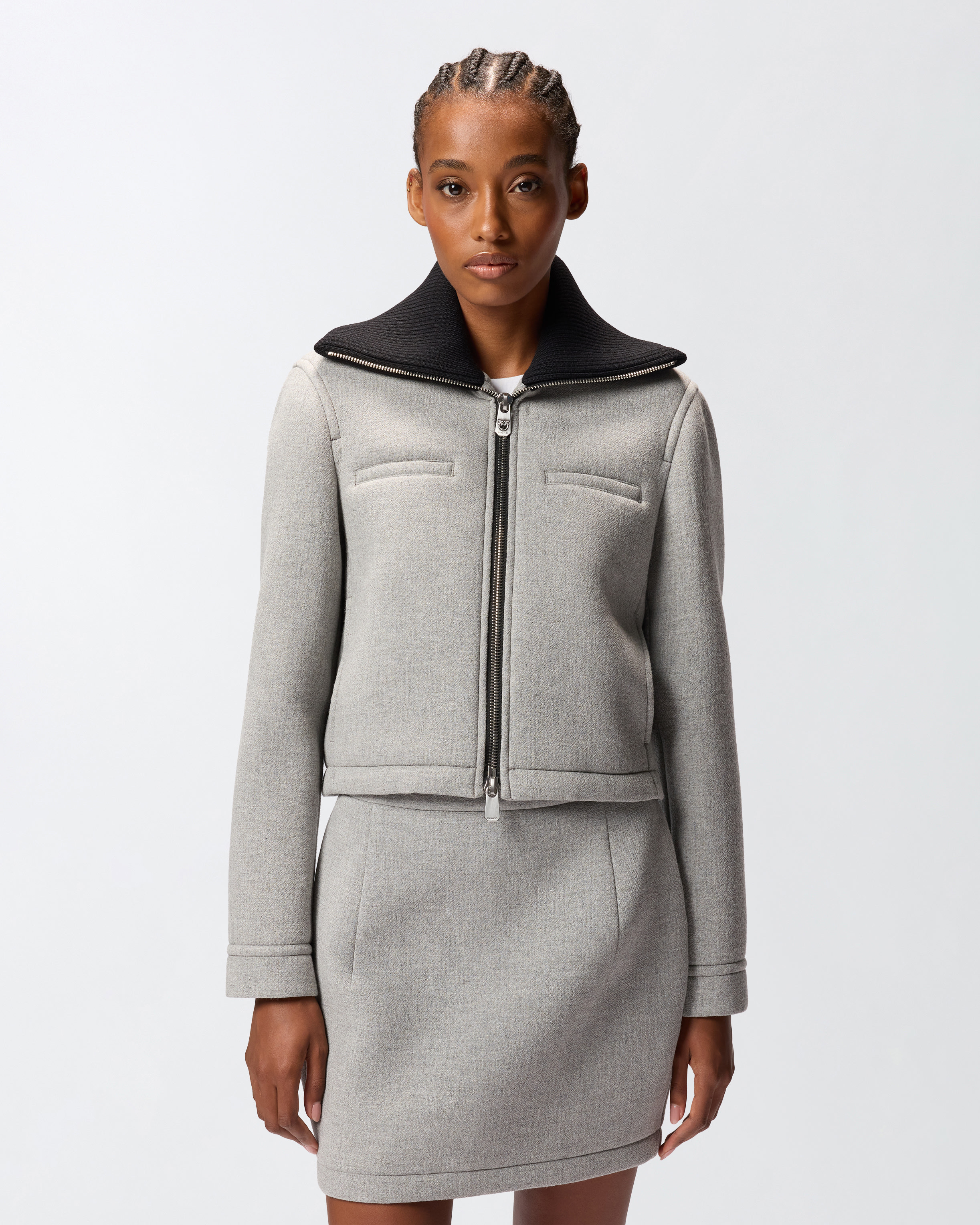 SLIM-FIT JACKET WITH KNIT COLLAR - 2