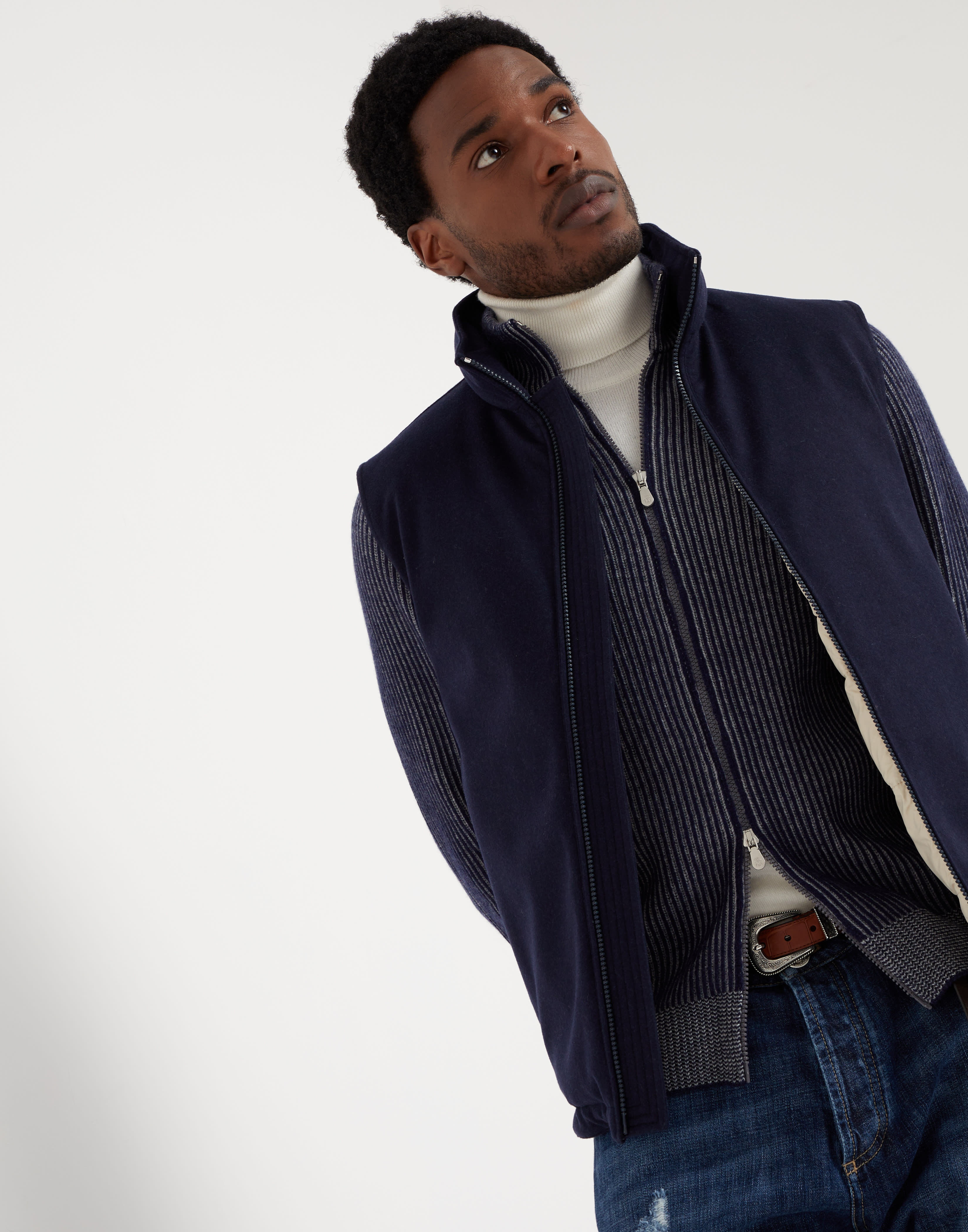 Bonded wool flannel down vest - 4