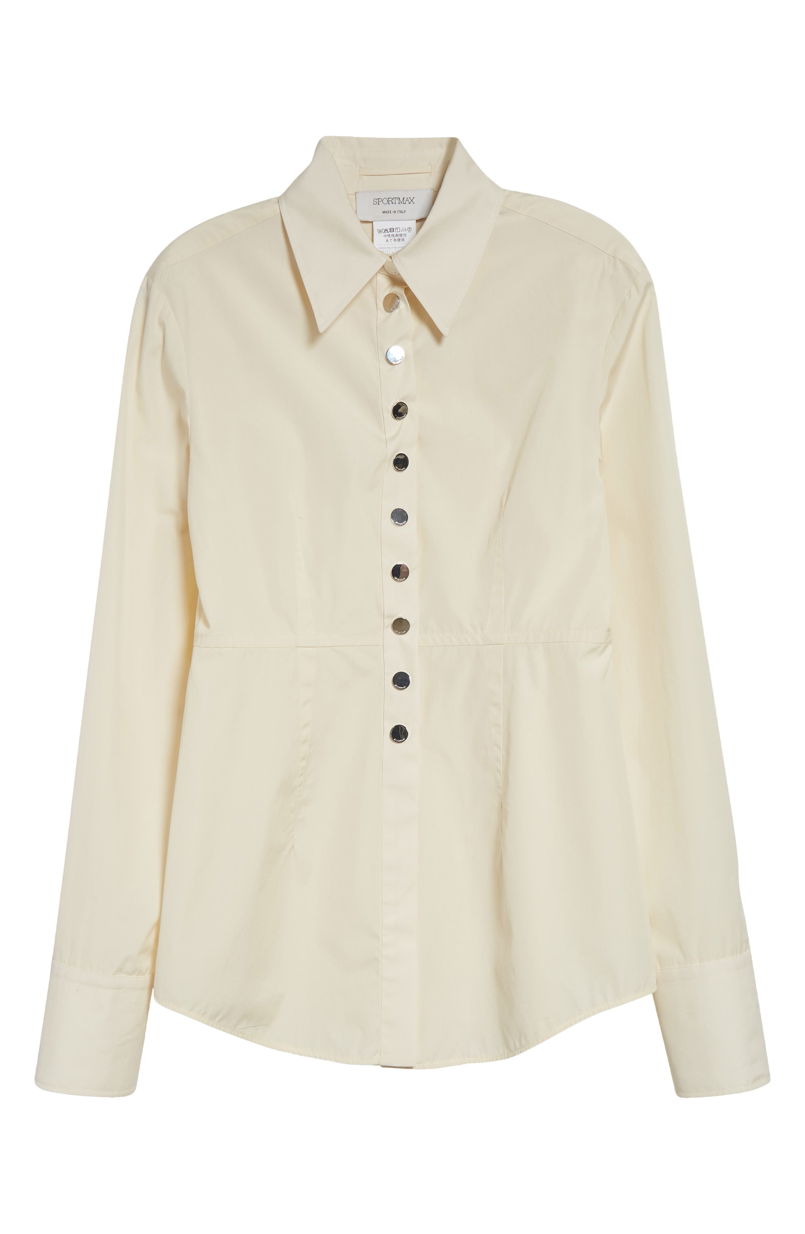 SPORTMAX Azoto Peplum Snap-Up Shirt in Ivory at Nordstrom - 5