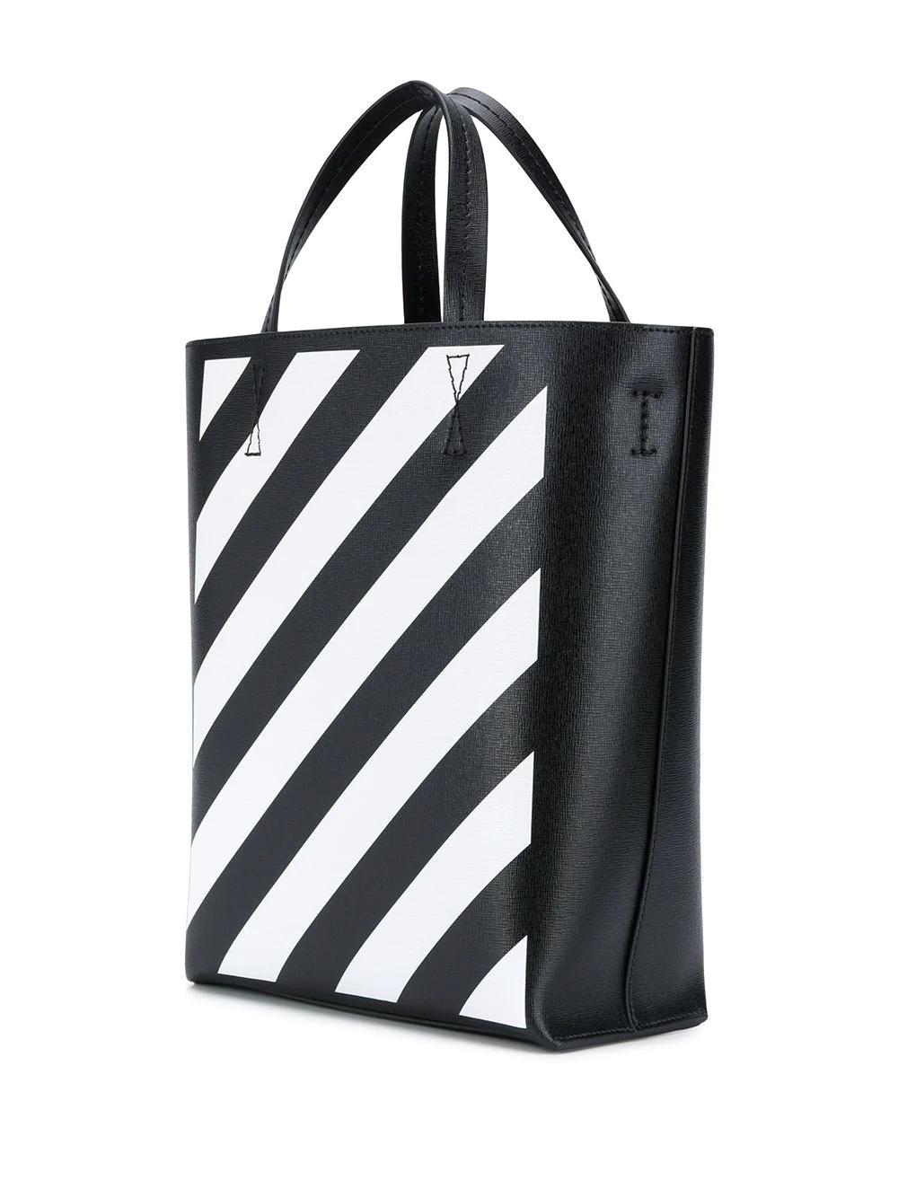 diagonal print tote bag - 3