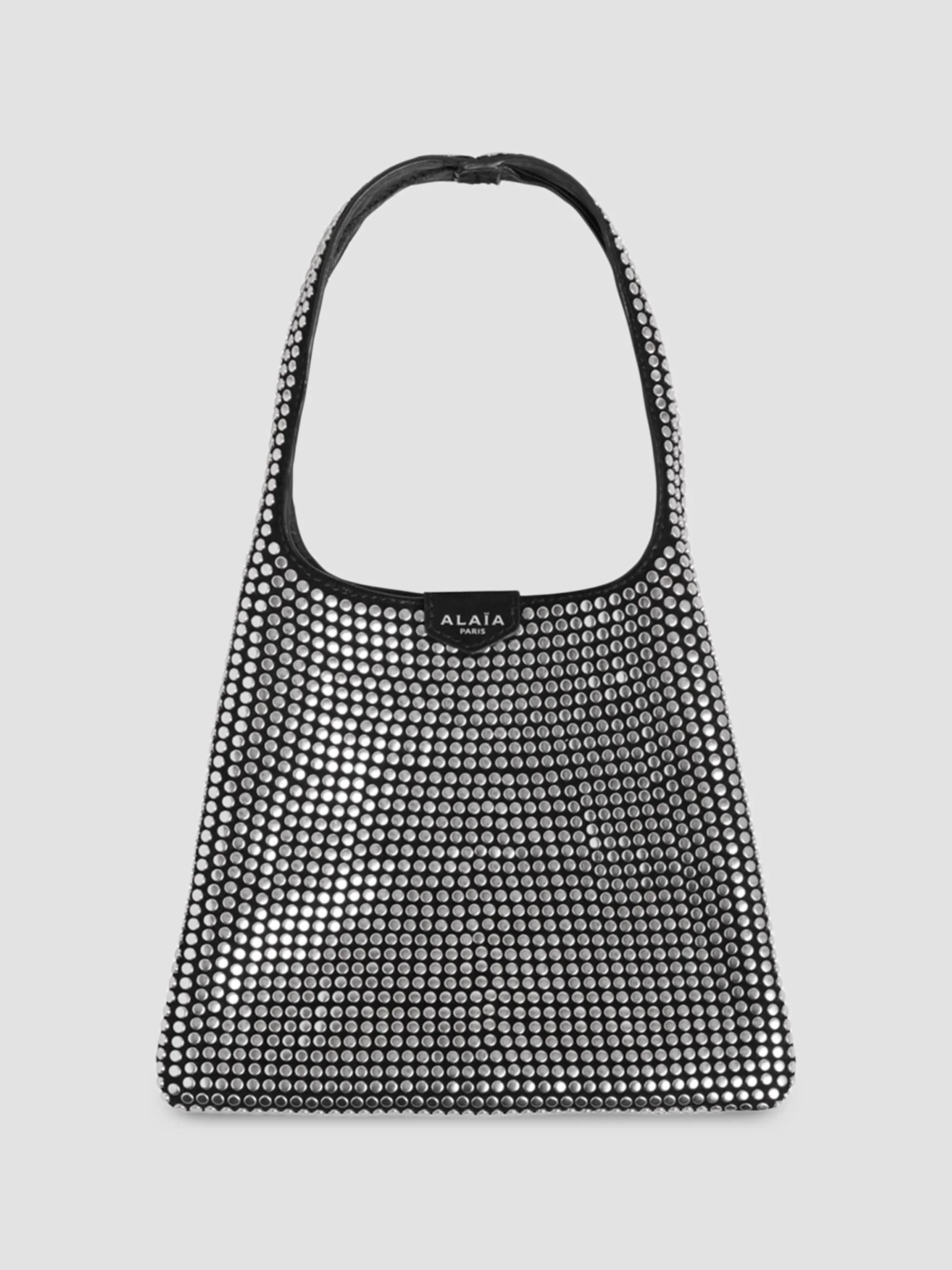 Women's Small Studded Suede Hobo Bag - Noir - 1