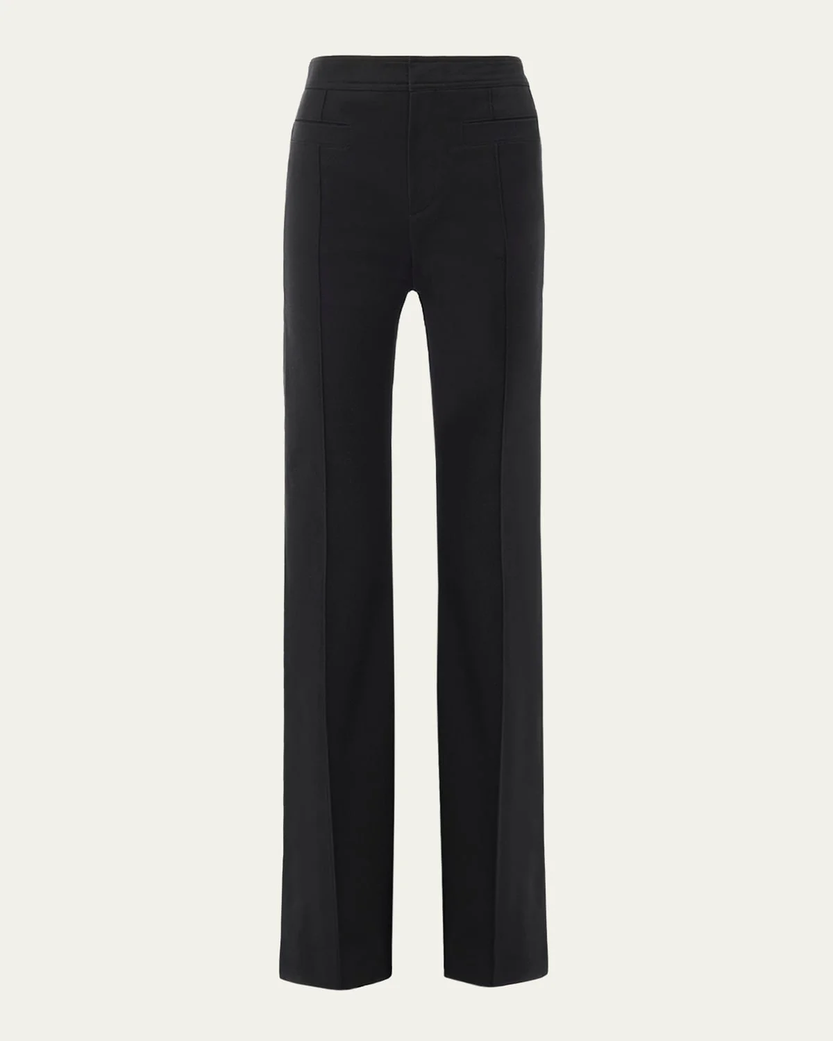 Mid-Rise Cotton Stretch Straight-Leg Trousers - 1