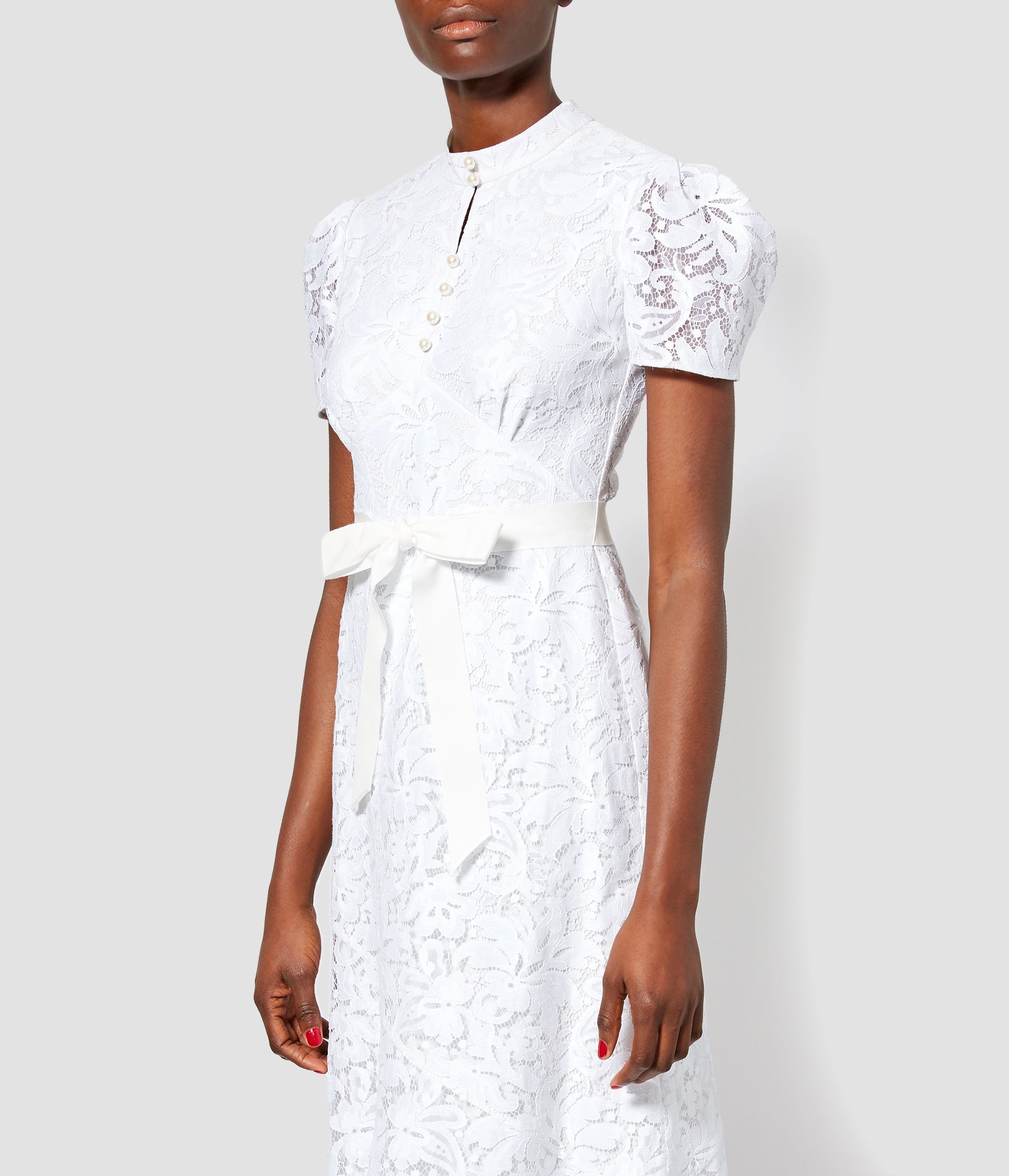 LAUREN WHITE LACE PUFF SLEEVE DRESS - 3