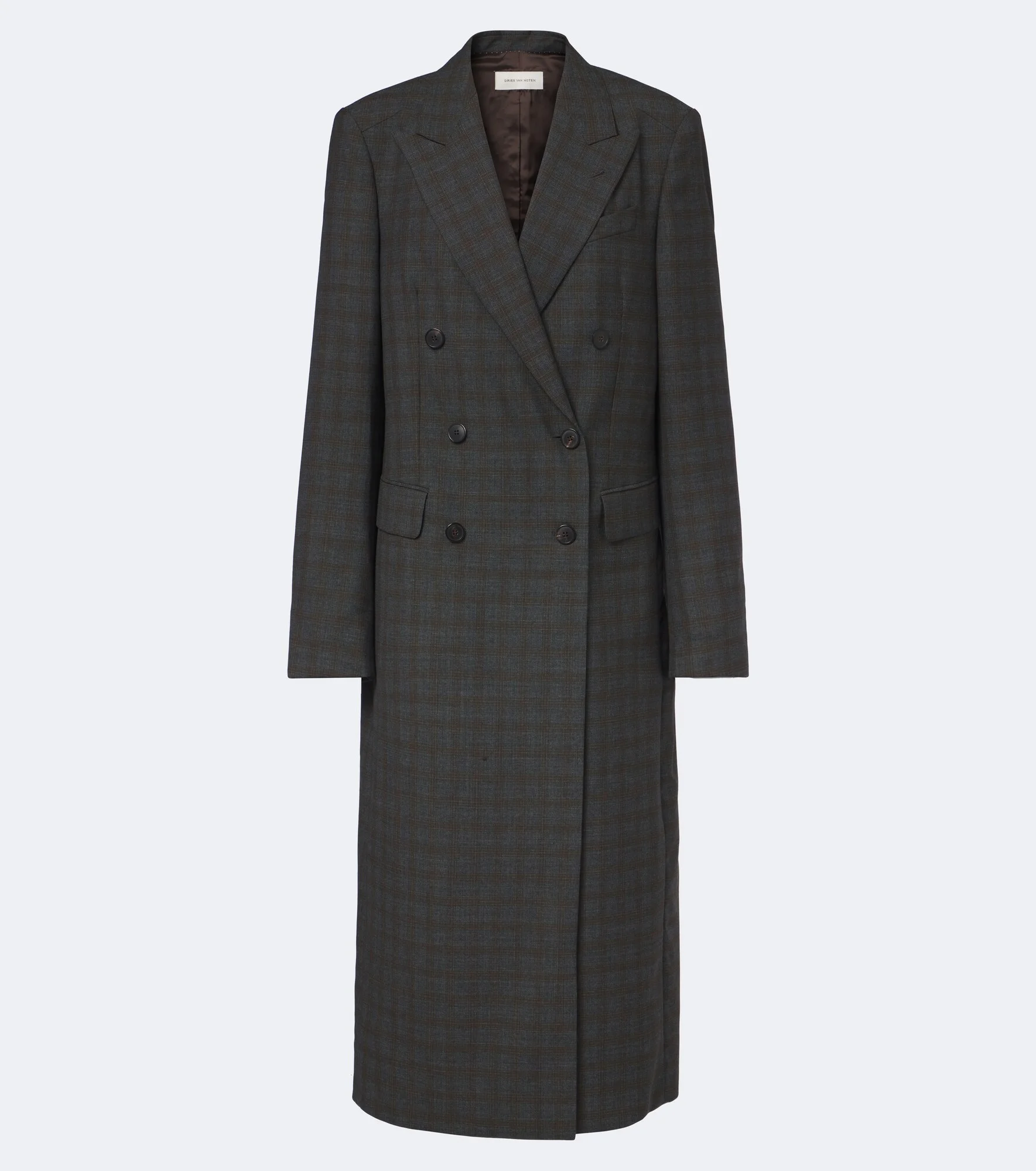 Checked double-breasted wool coat - 1