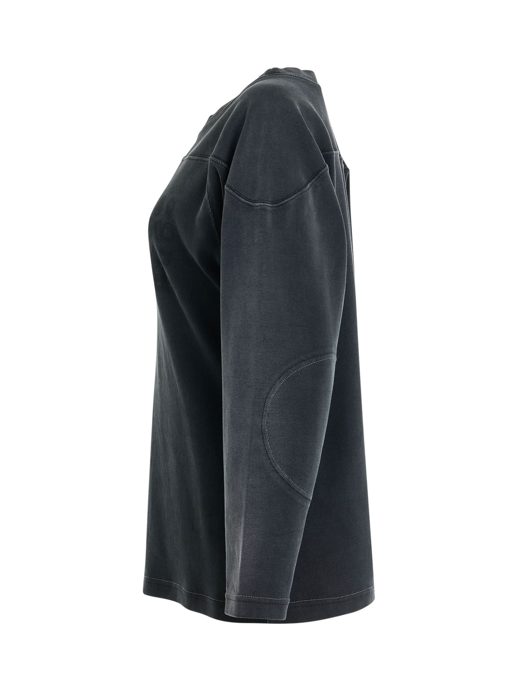 Rib Cotton Logo Sweatshirt in Black - 3