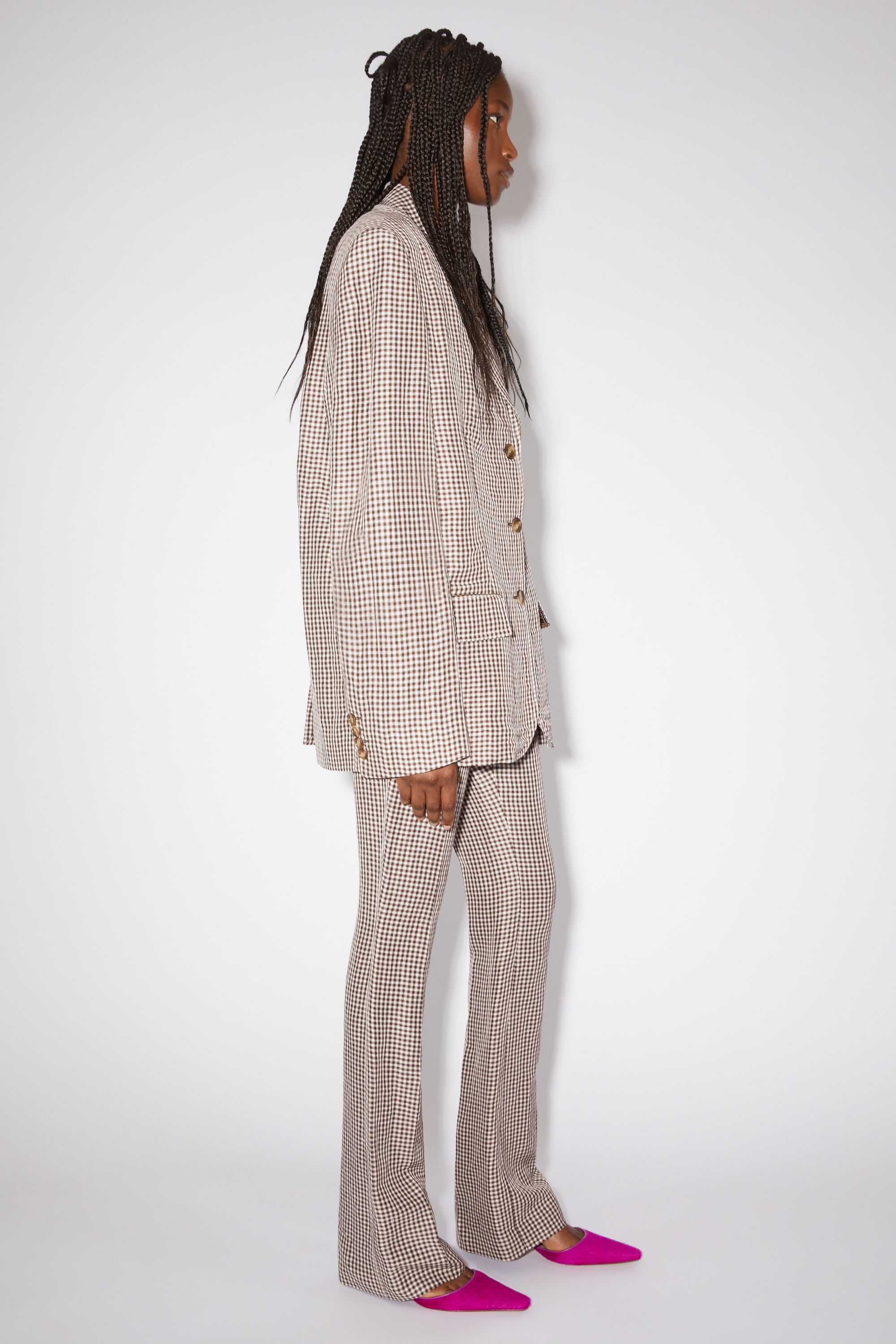 Single-breasted suit jacket - Brown/white - 4
