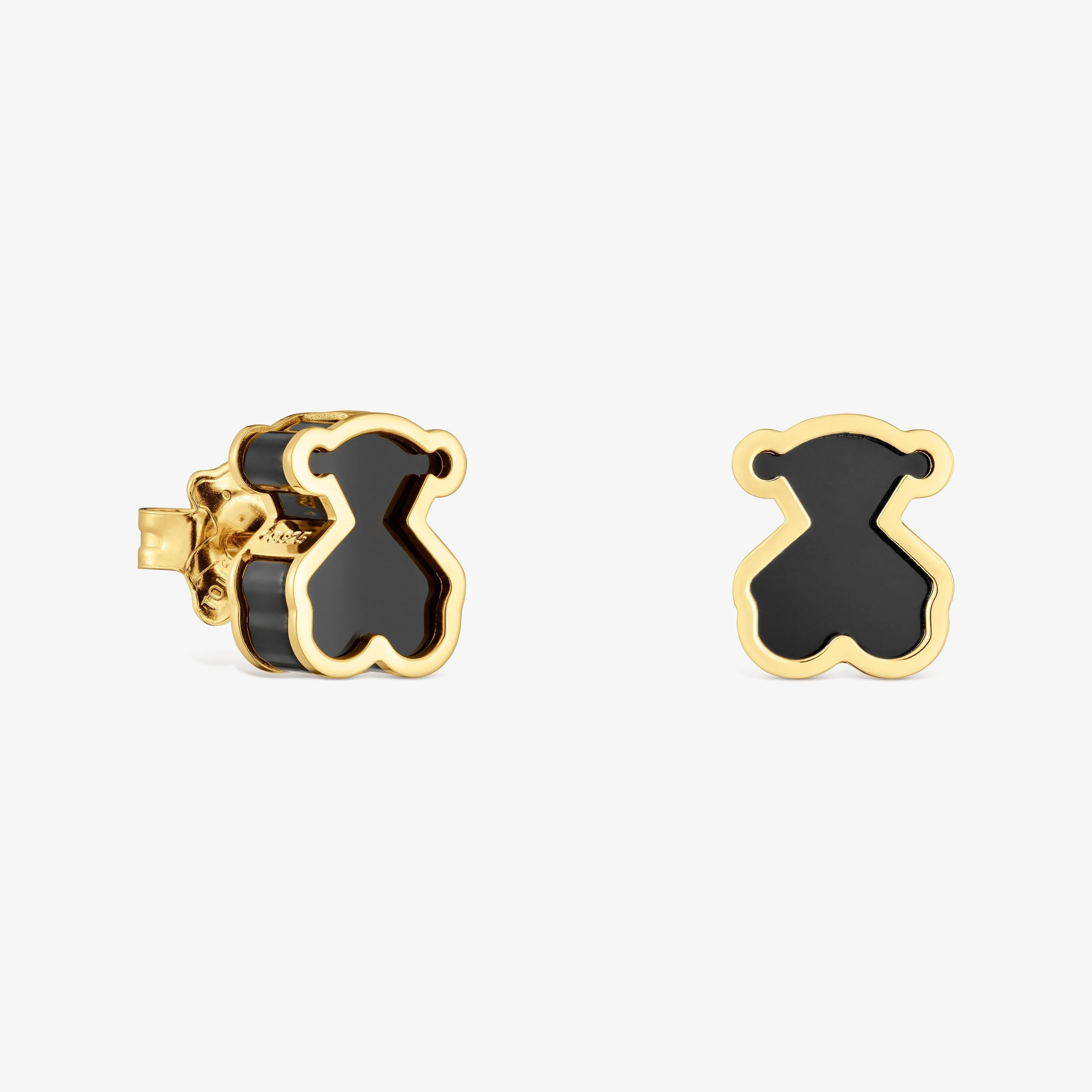 Earrings with 18K gold vermeil and black acrylic glass Galaxy - 1