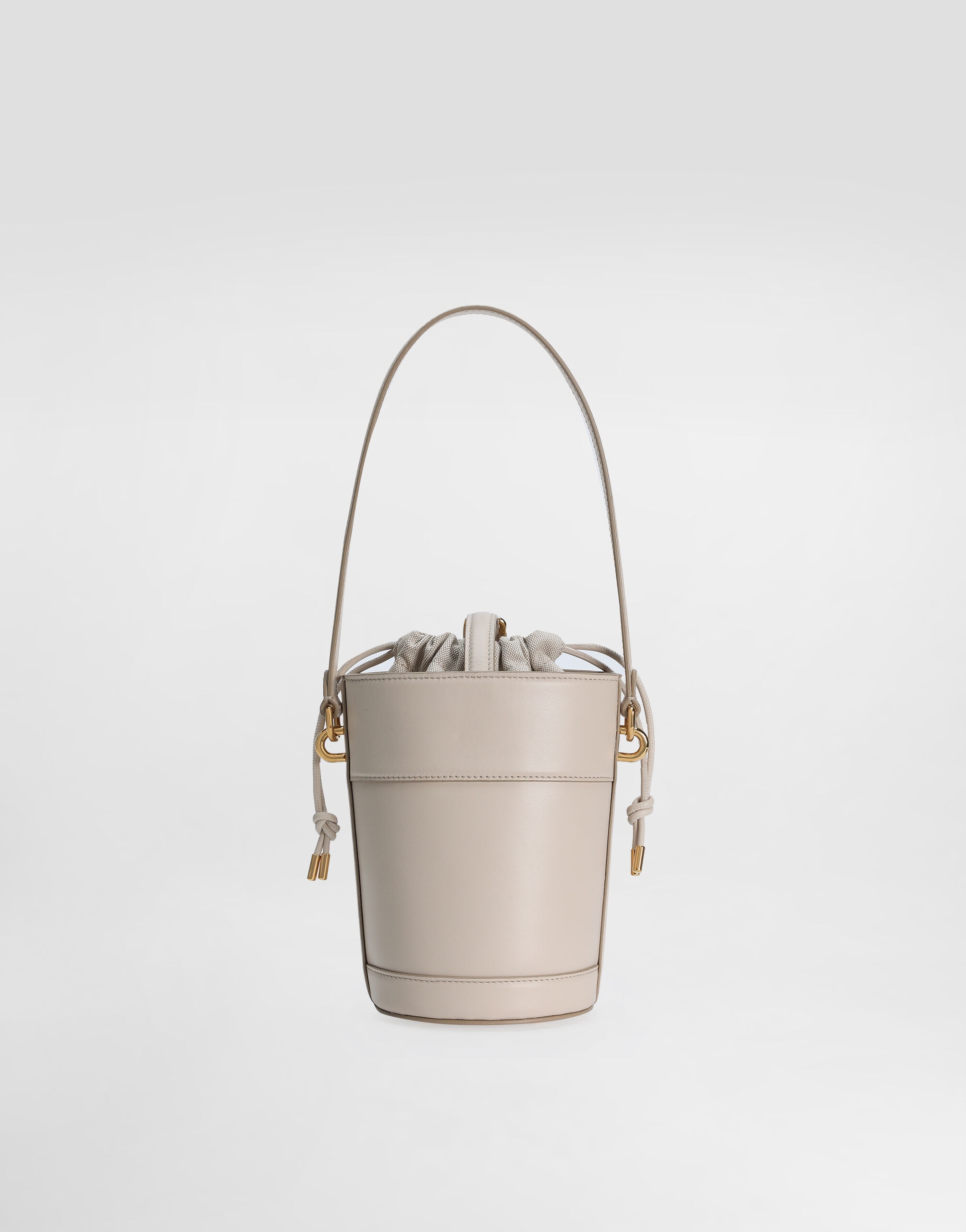 Capri bucket bag in calfskin and canvas - 4
