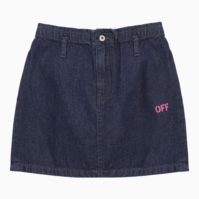 Blue denim skirt with logo - 1