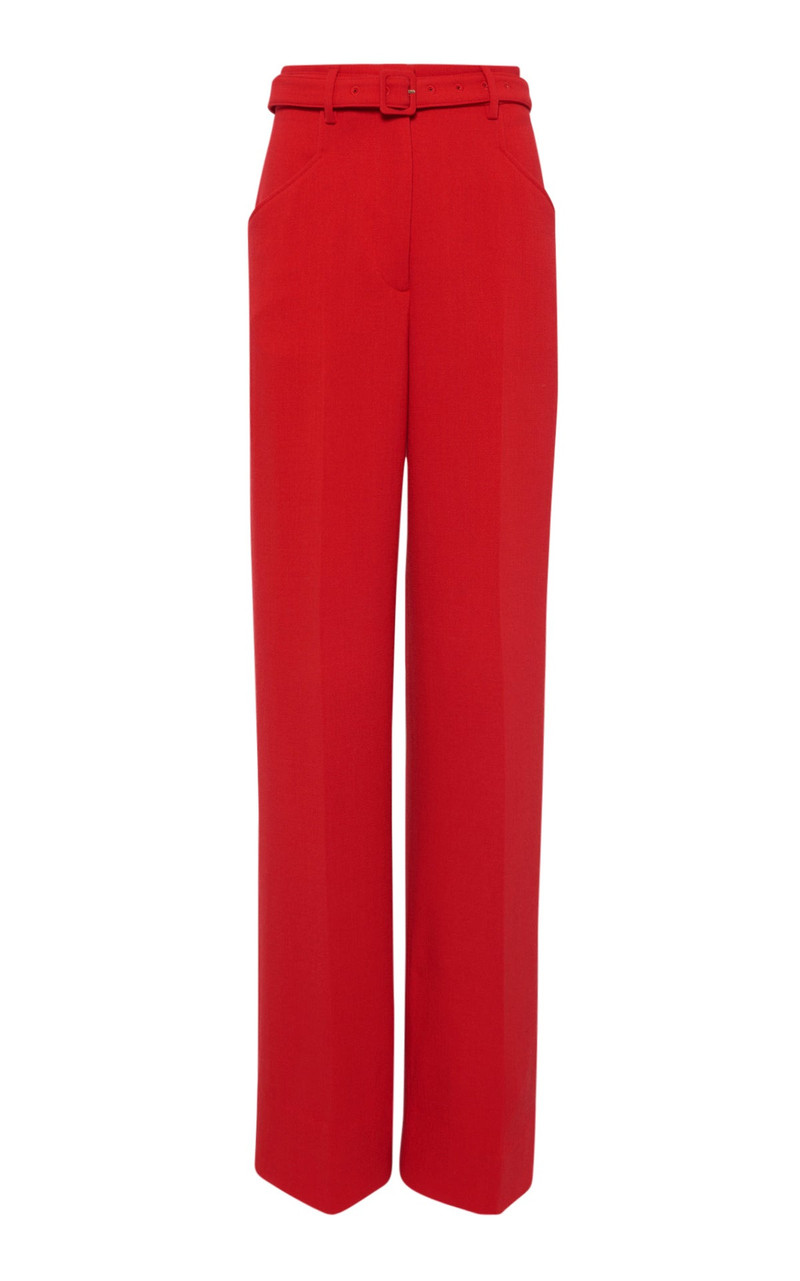 Norman Wide-leg Pant in Scarlet Red Virgin Wool Crepe 1