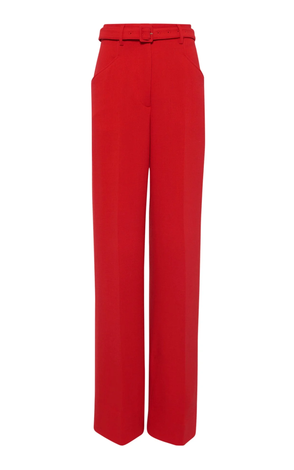 Norman Wide-leg Pant in Scarlet Red Virgin Wool Crepe - 1
