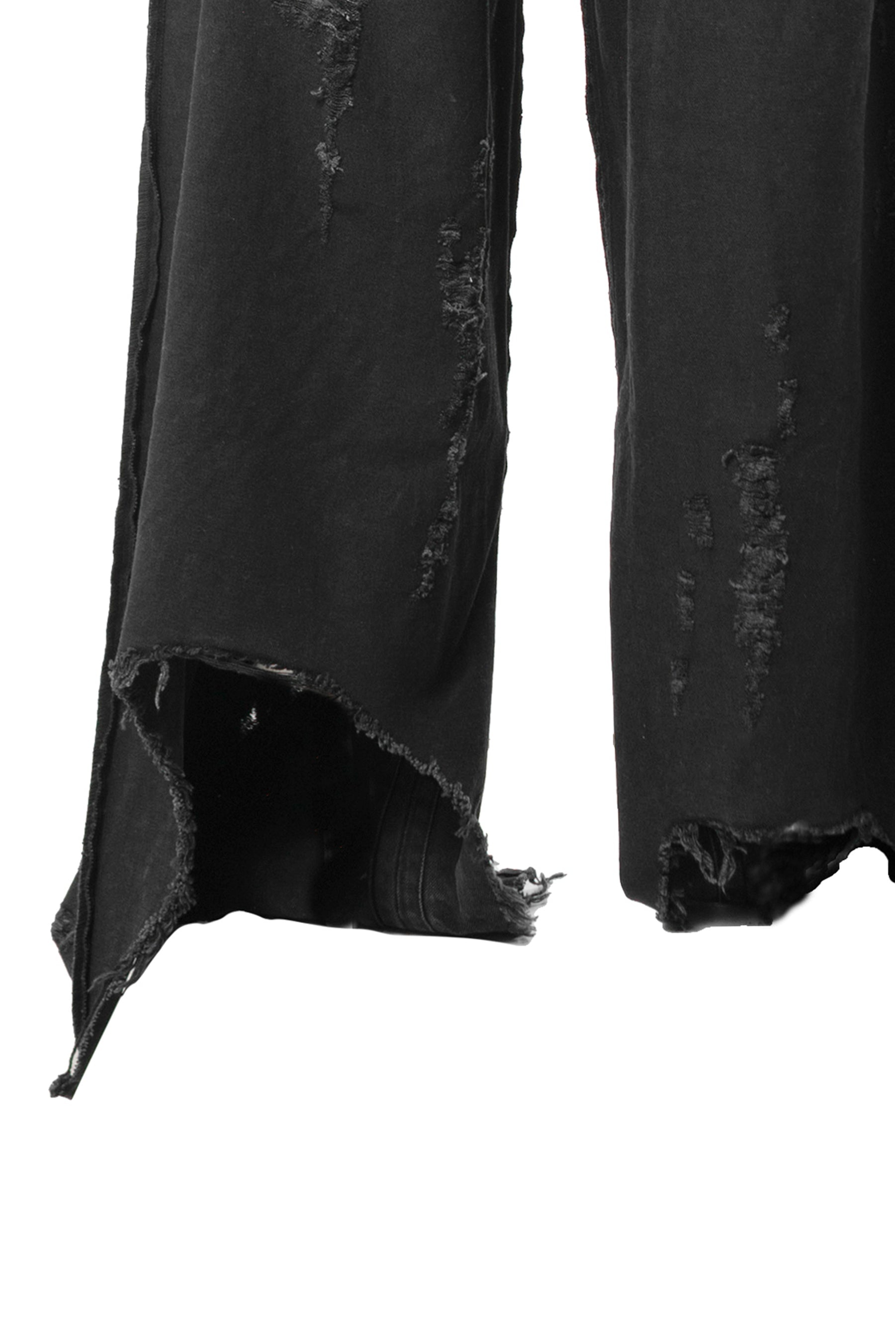DESTROYED INSIDE-OUT BAGGY JEANS / BLK - 7