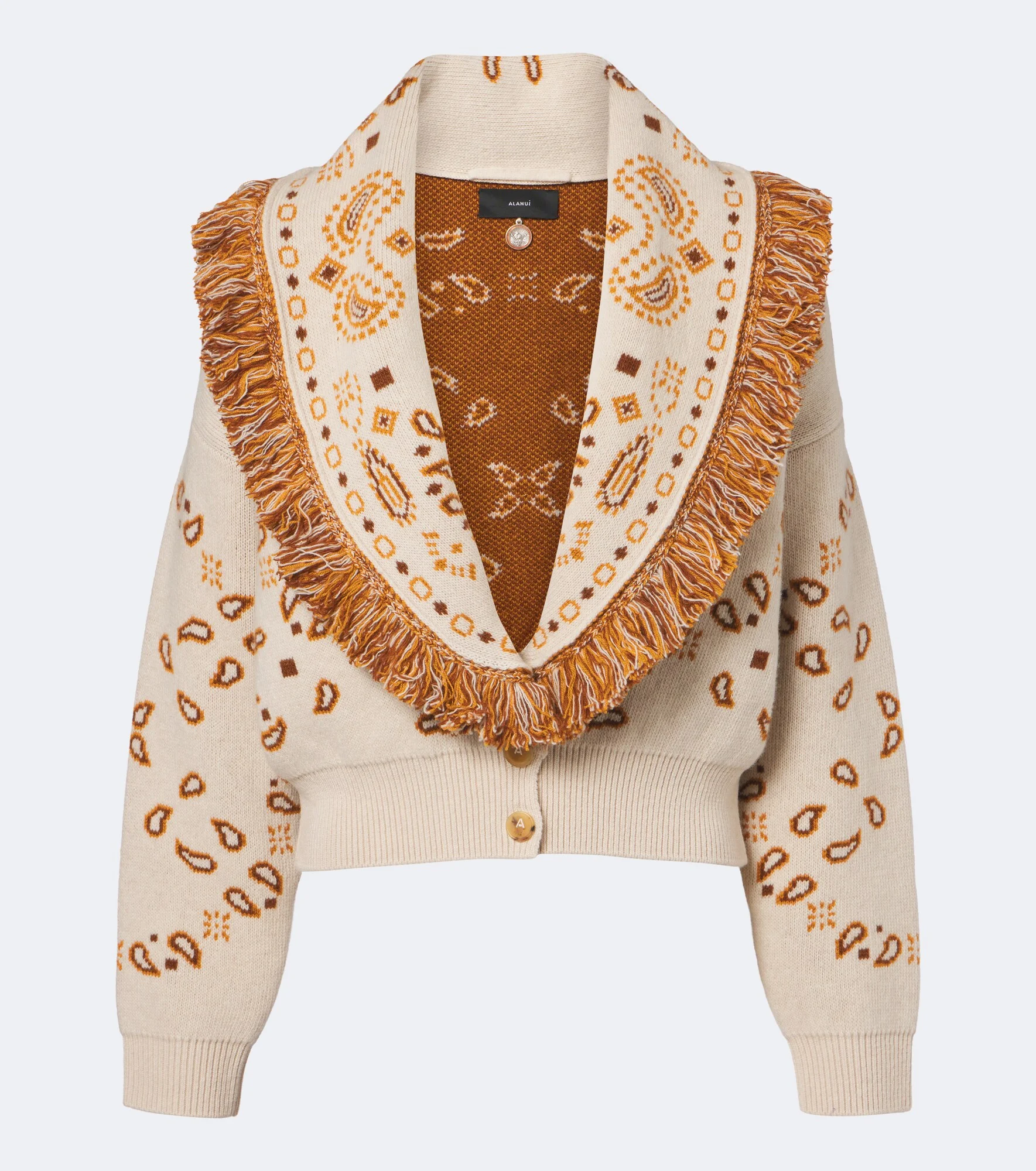 Bandana jacquard wool and cashmere cardigan - 1