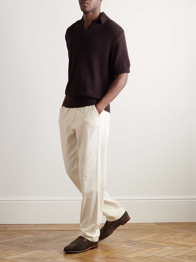 Oliver Spencer Straight-Leg Herringbone Cotton Trousers outlook