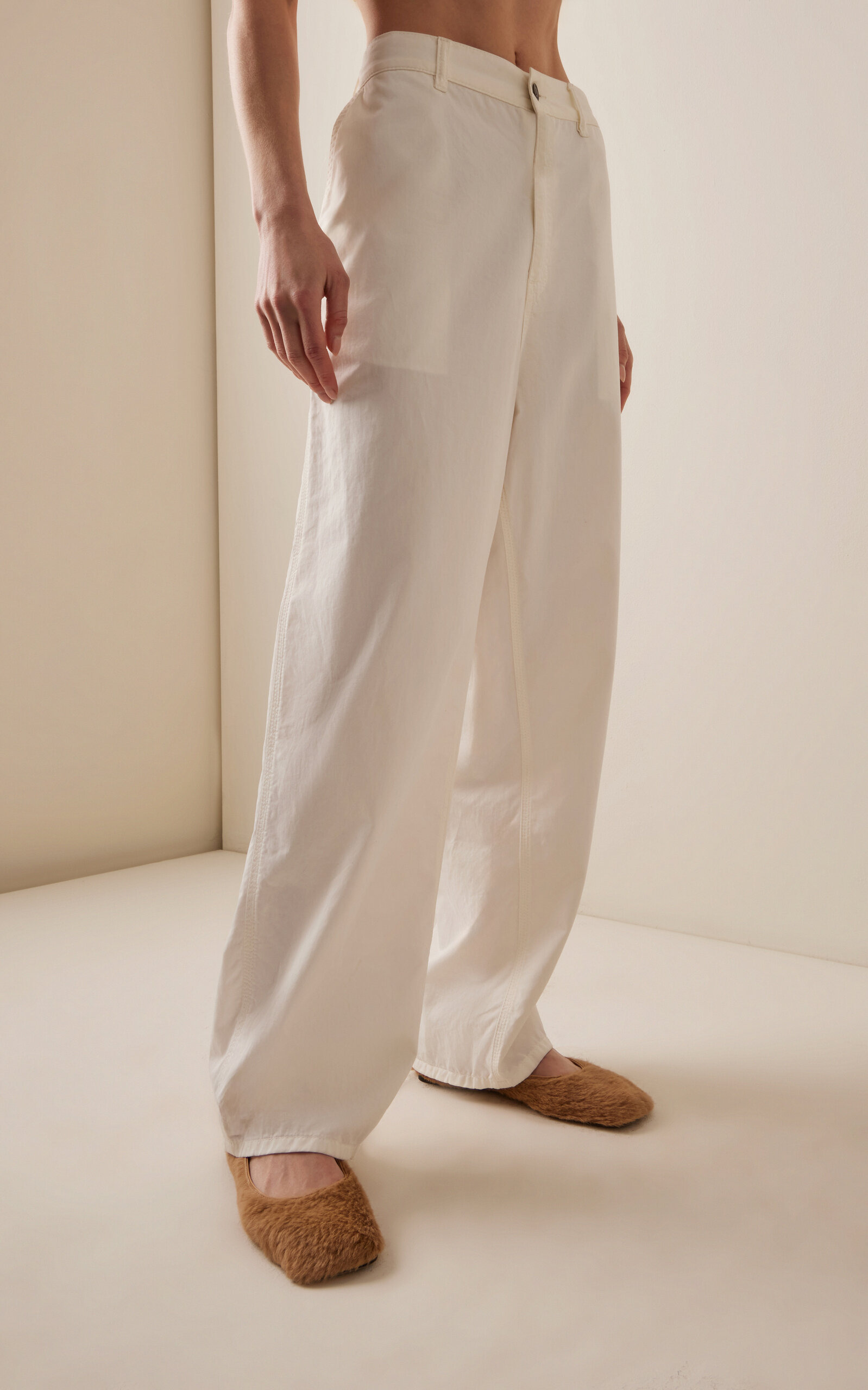 Sharka Rigid Low-Rise Cotton-Cashmere Barrel Jeans white - 3