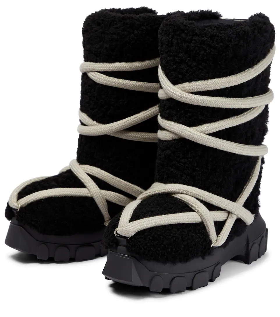 DRKSHDW lace-up shearling boots - 5