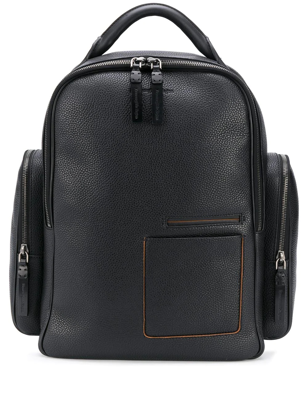 grained leather backpack - 1