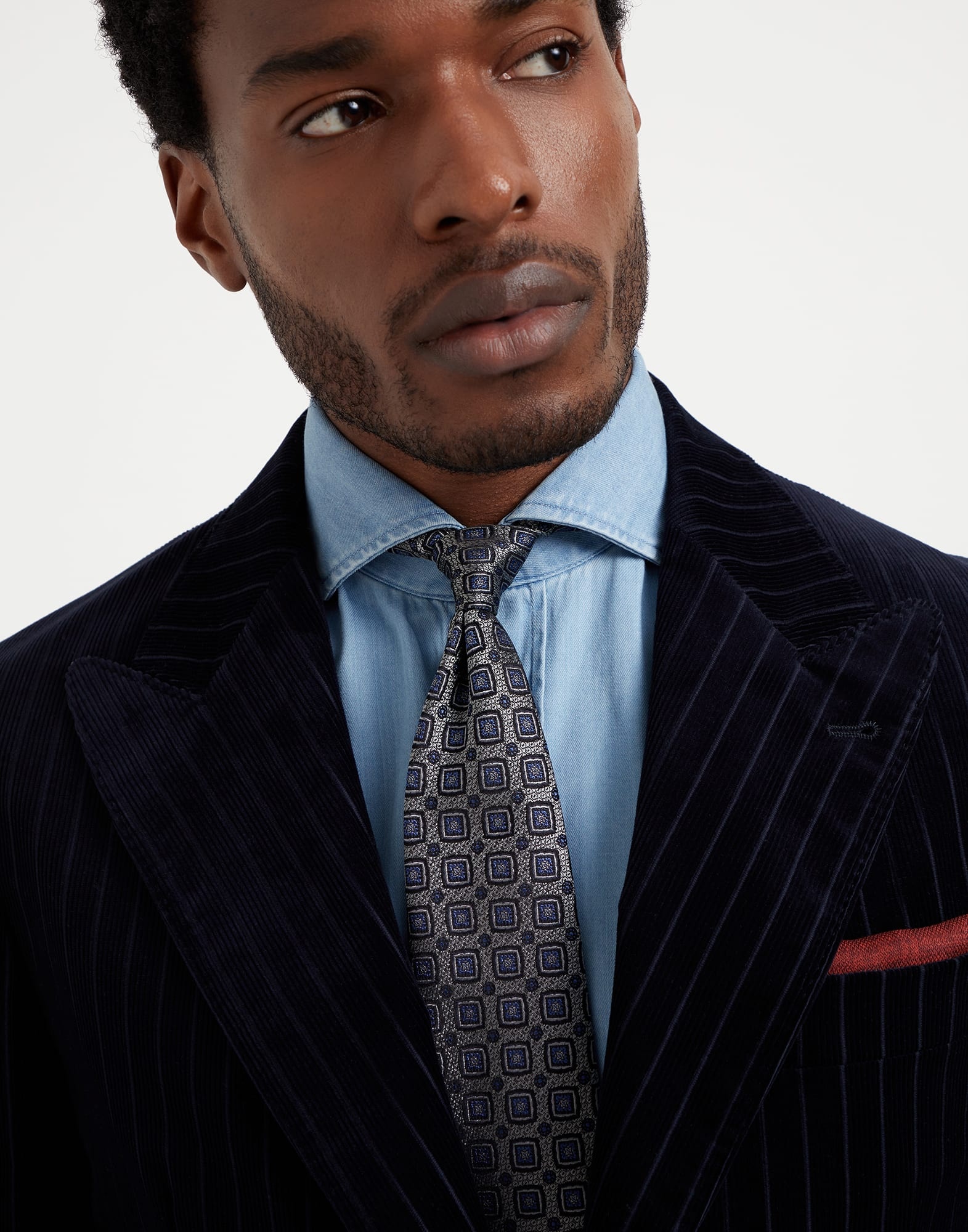 Silk geometric jacquard tie - 3