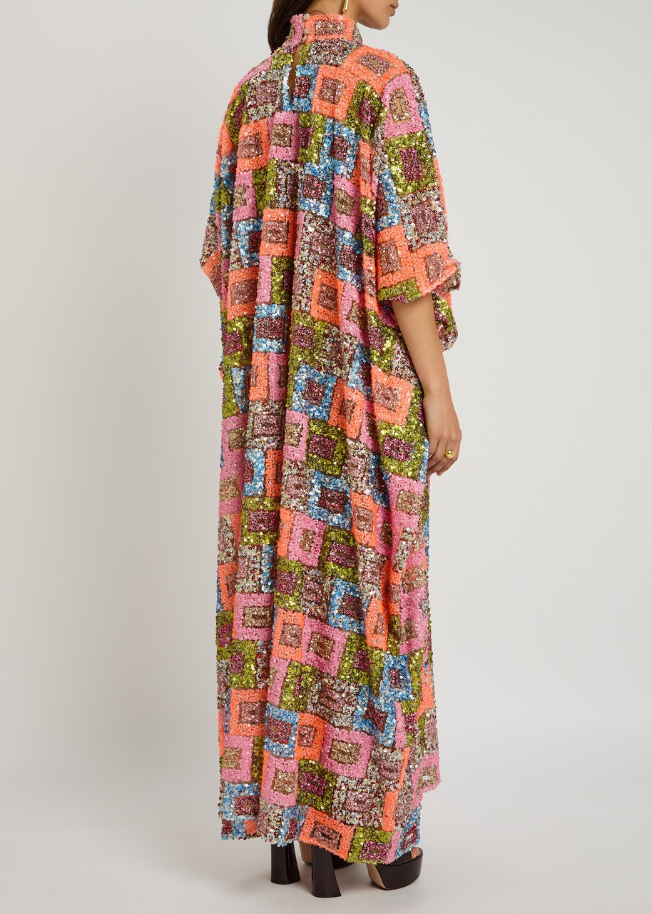 Taller Marmo Bermuda Sequin-embellished Chiffon Maxi Kaftan Dress - 3