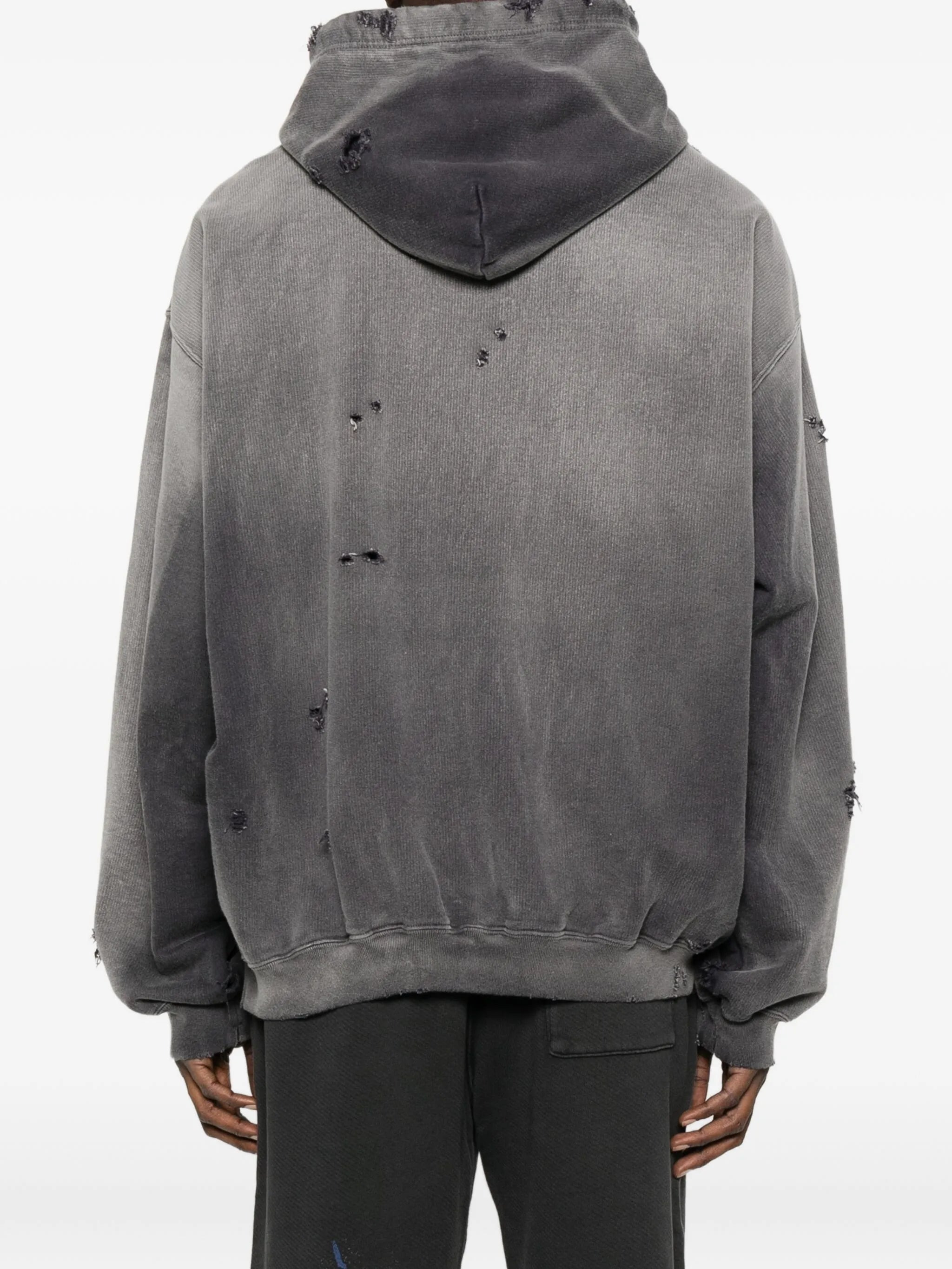 distressed cotton hoodie - 4