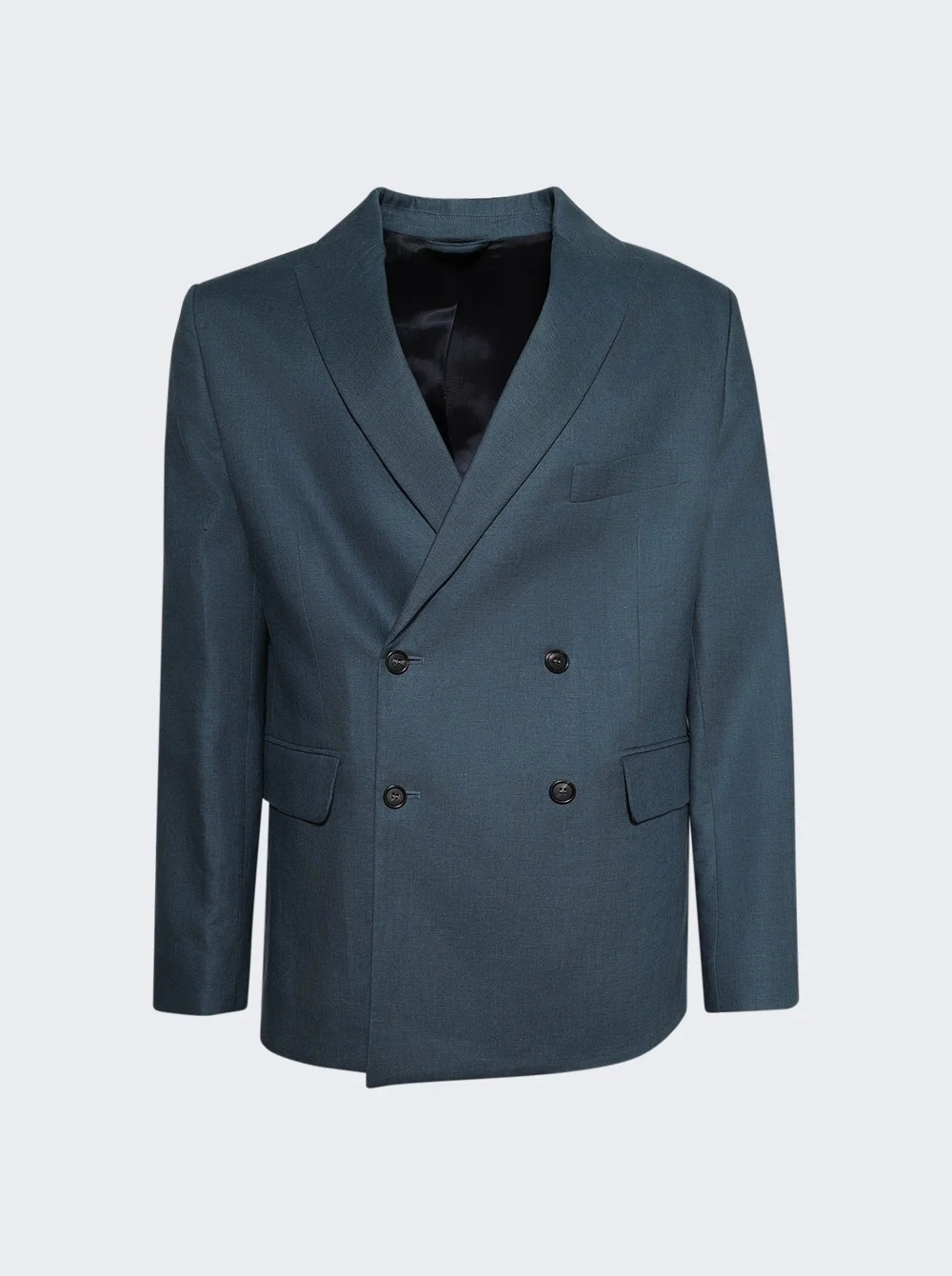 Lightweight Double-breasted Suit Jacket Teal - 1