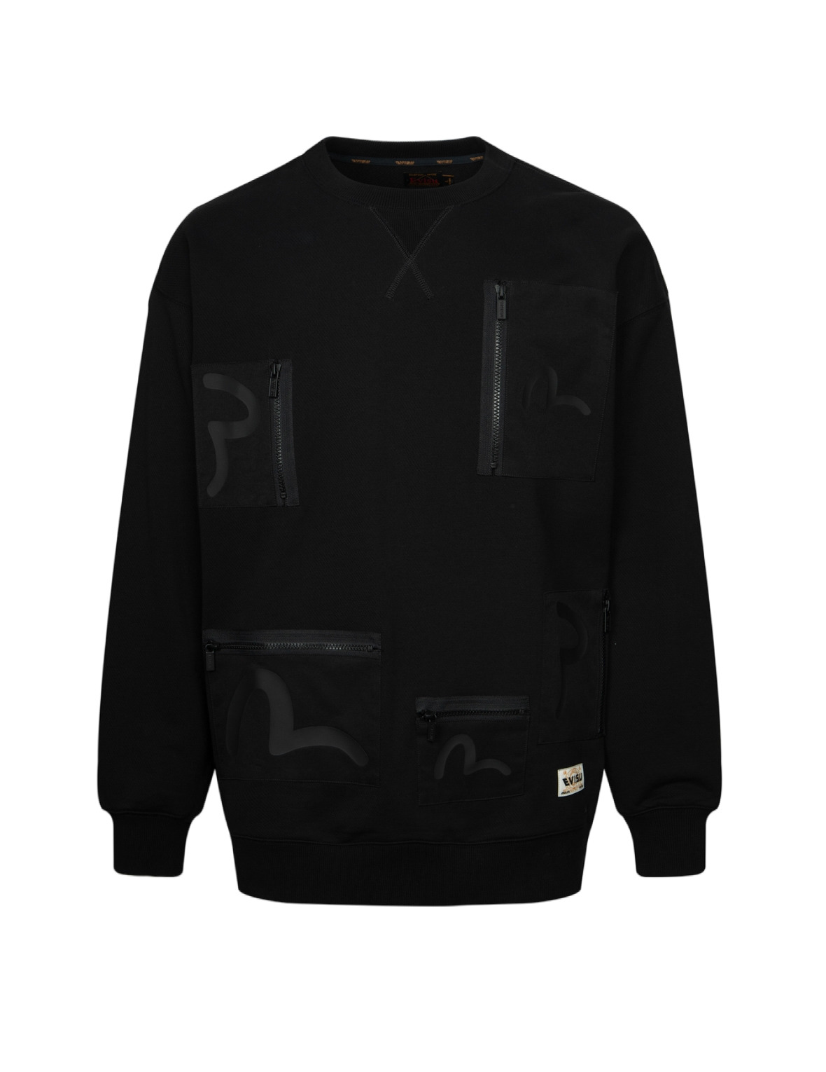 MULTI-POCKETS WITH SEAGULL PRINT LOOSE FIT SWEATSHIRT - 14