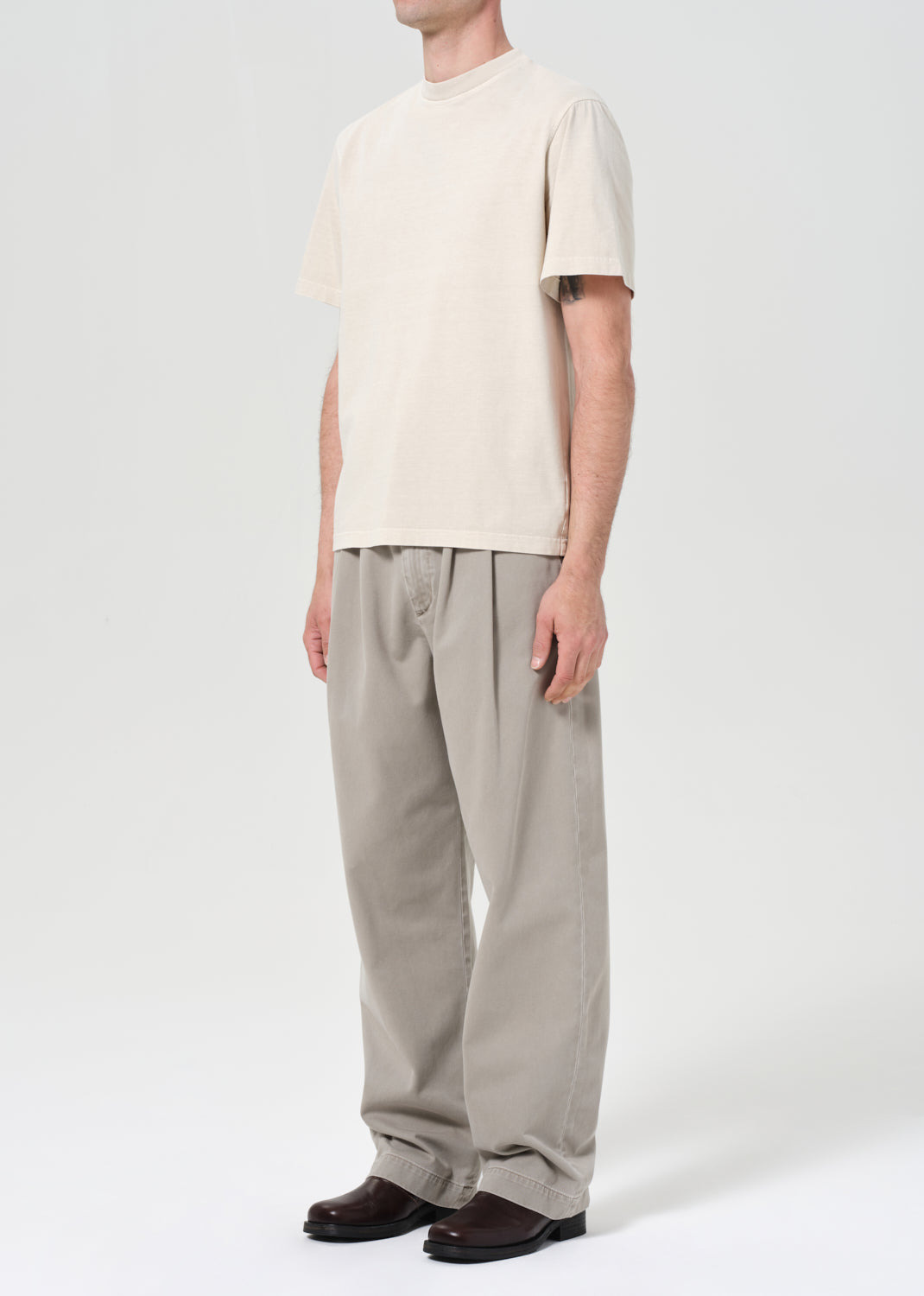 ASHA MOCK NECK TEE IN BROWN RICE - 5