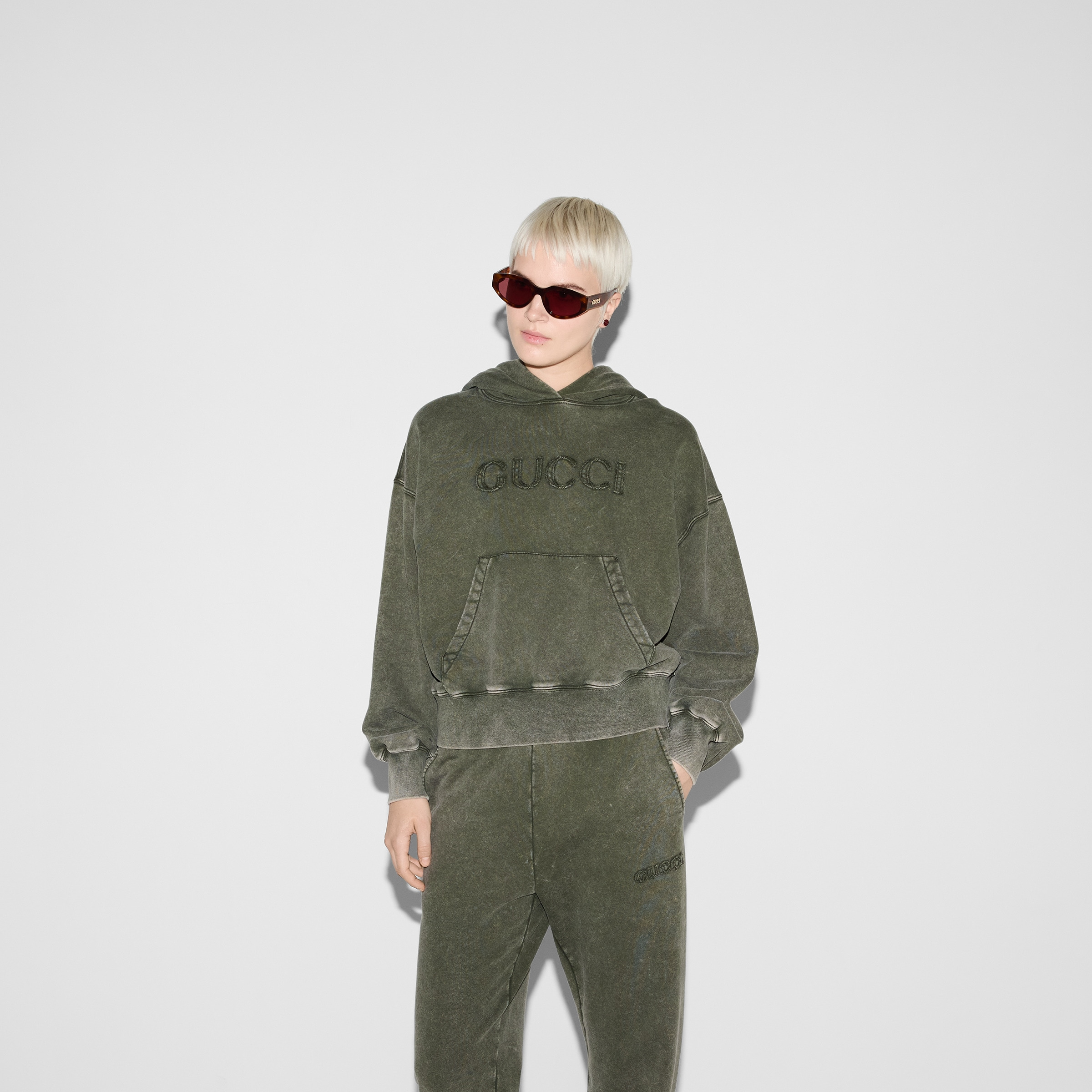 Embroidered cotton jersey hooded sweatshirt - 3