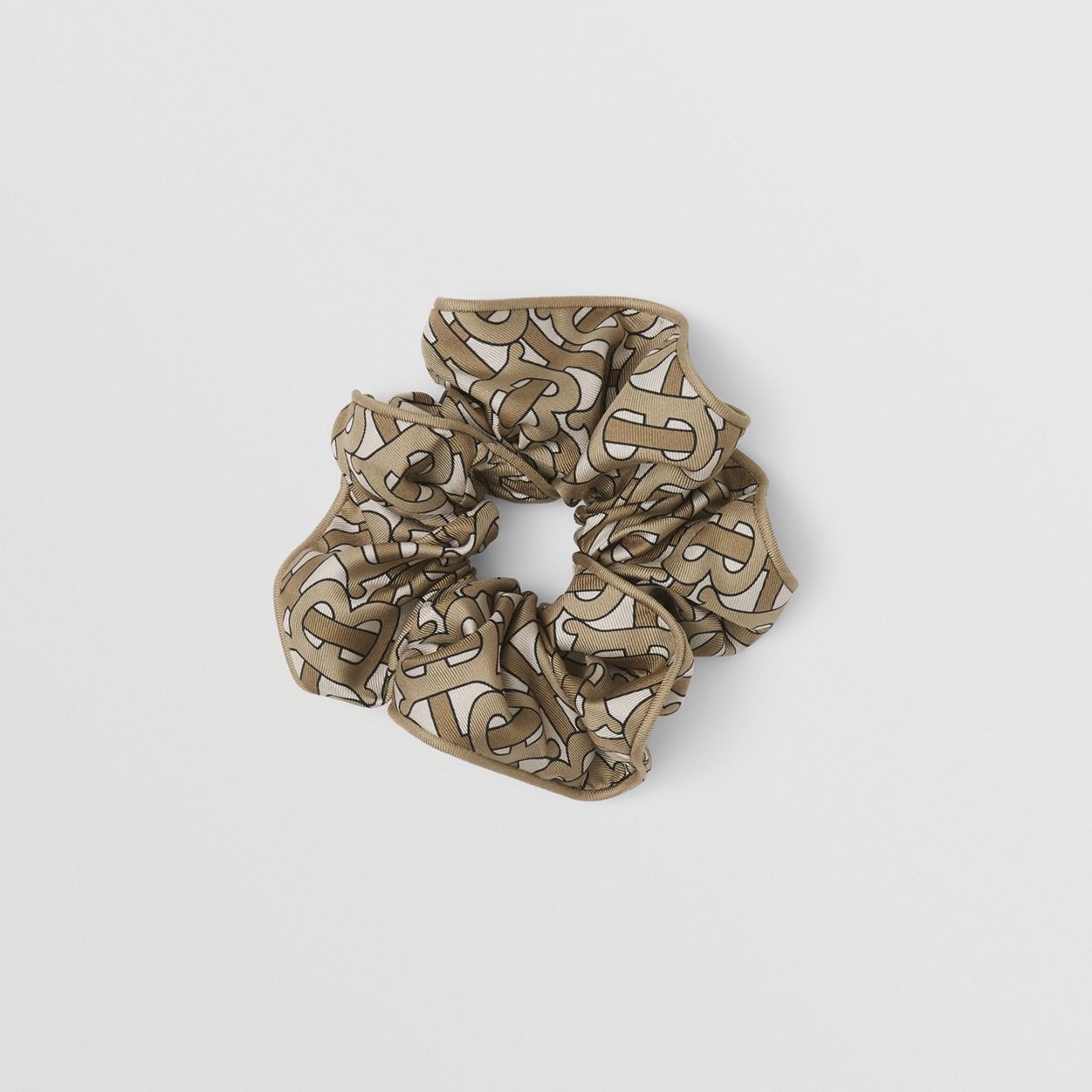 Monogram Print Silk Twill Scrunchie - 1