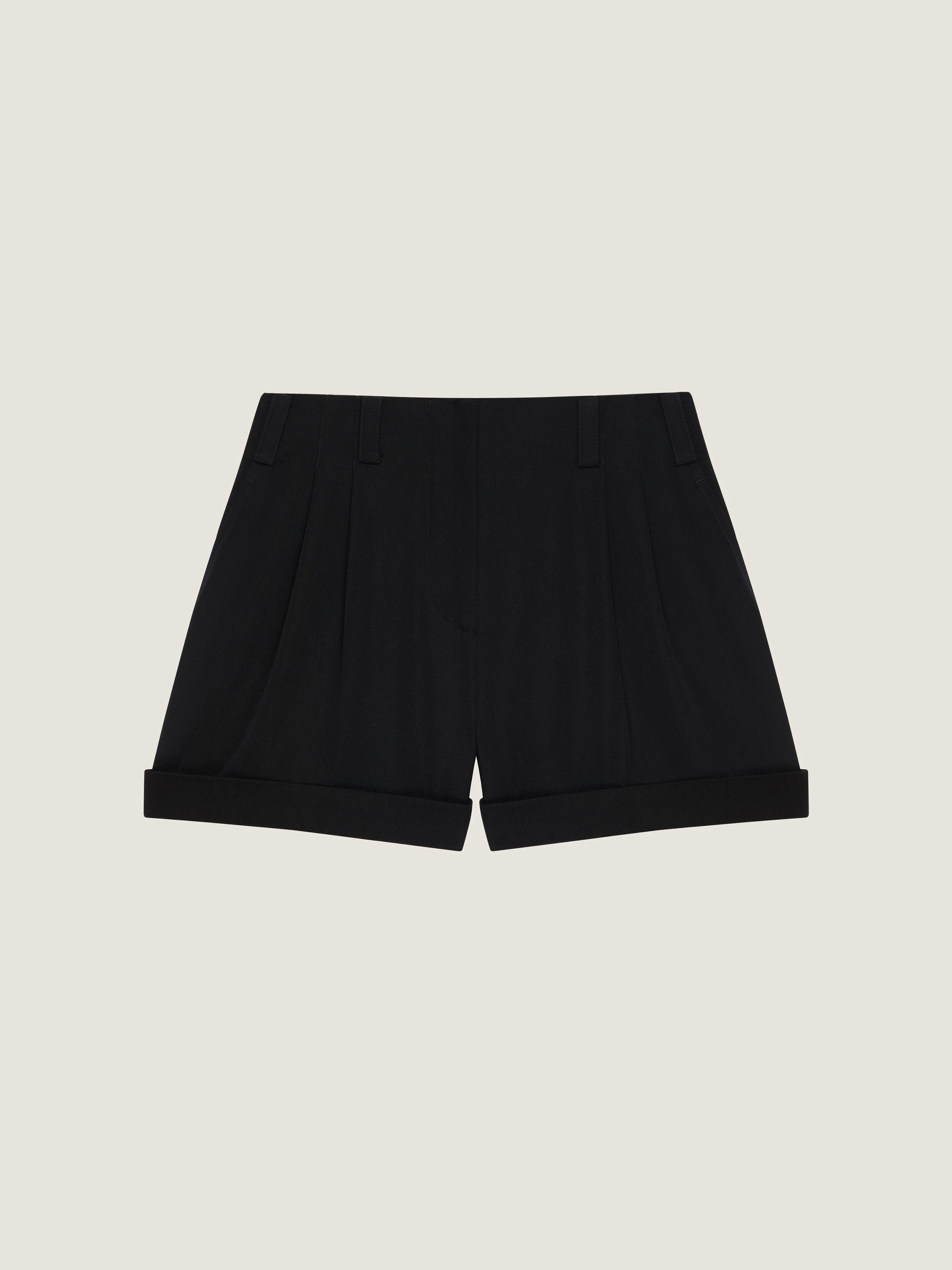 DOUBLE PLEAT SHORTS IN WOOL - 1