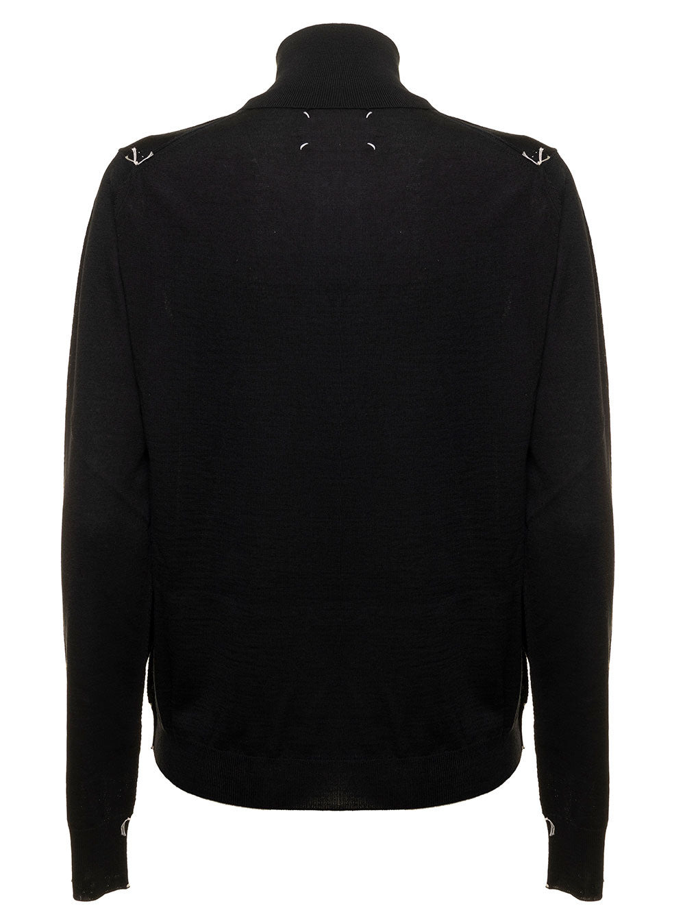 Maison Margiela Women Black Turtle Neck With Contrasting Stitching Detail In Wool Woman - 2