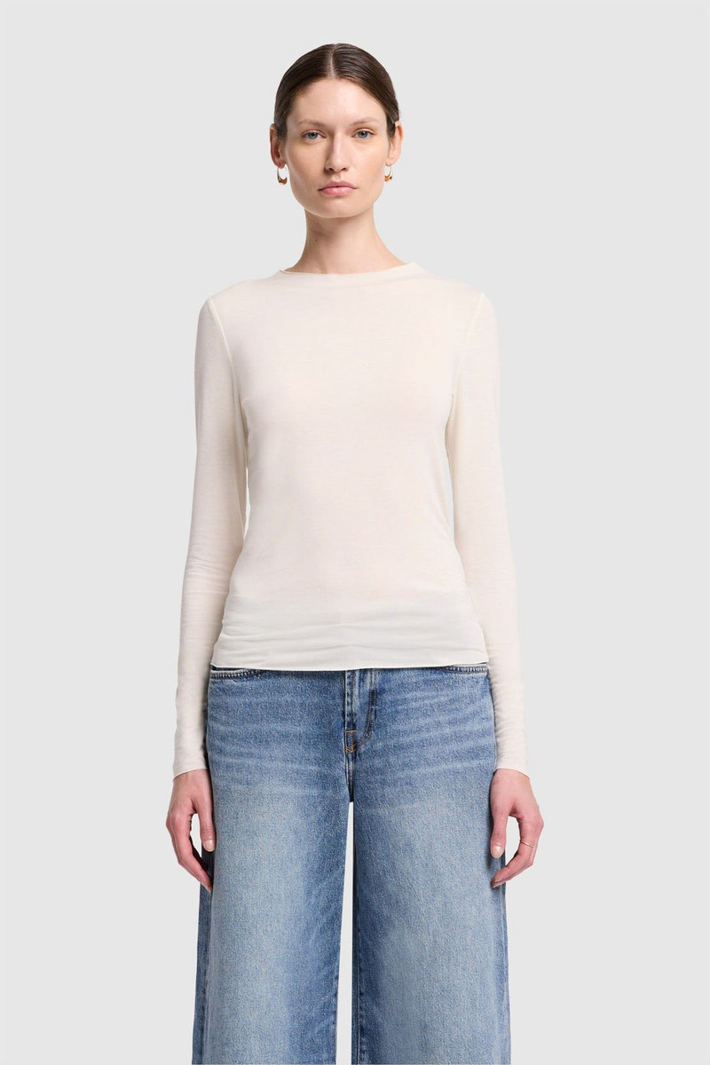 LONG SLEEVE HIGH NECK TOP in Cotton Blend 1