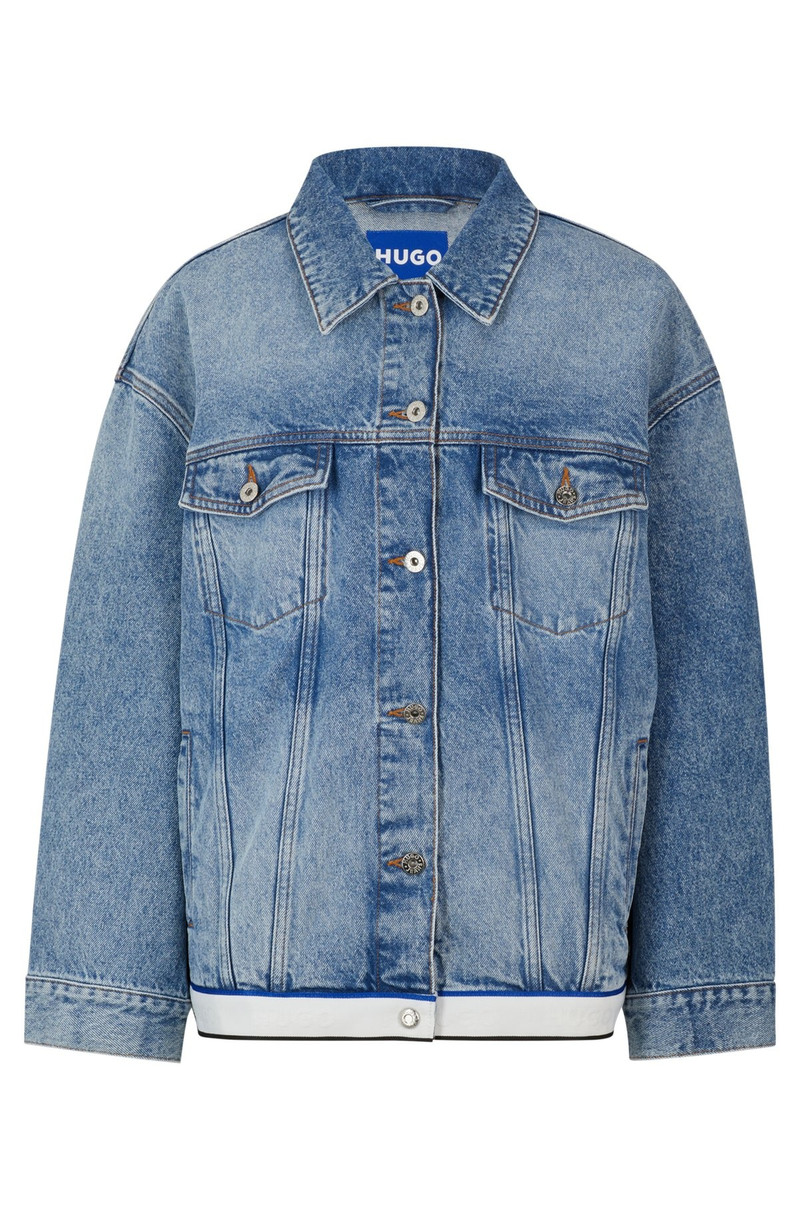 OVERSIZE-FIT DENIM JACKET WITH LOGO-TAPE HEM 1