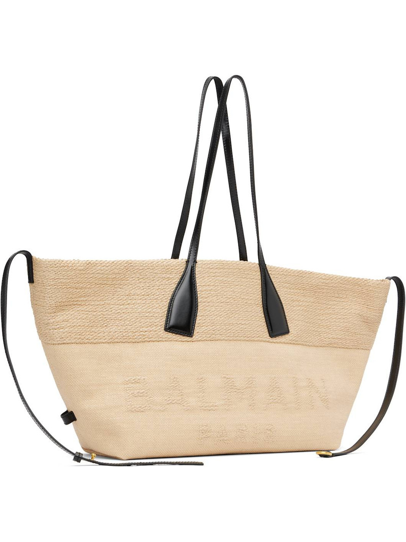 Balmain Beige Track Raffia Tote outlook