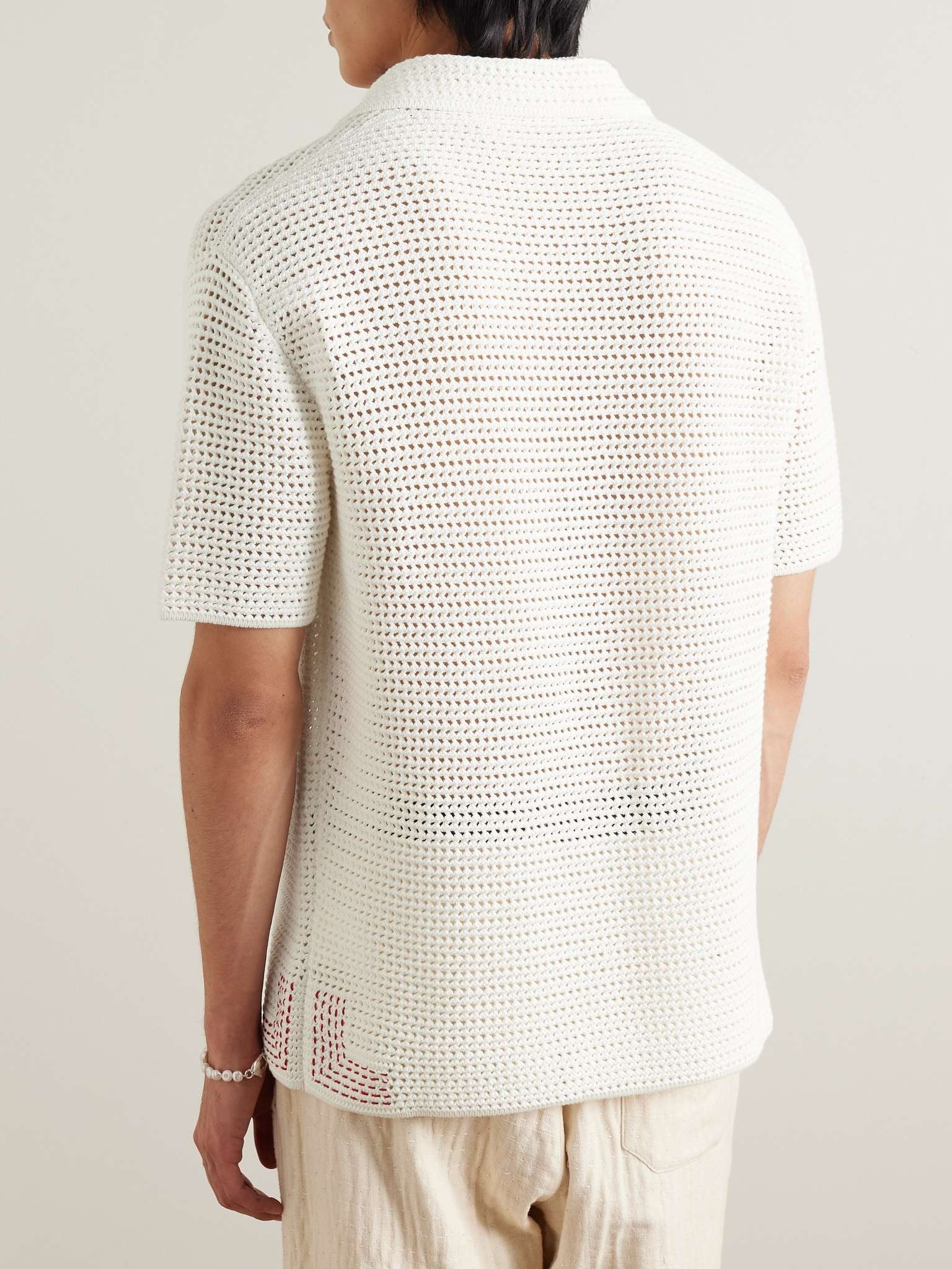 Batten Crocheted Cotton Polo Shirt - 3