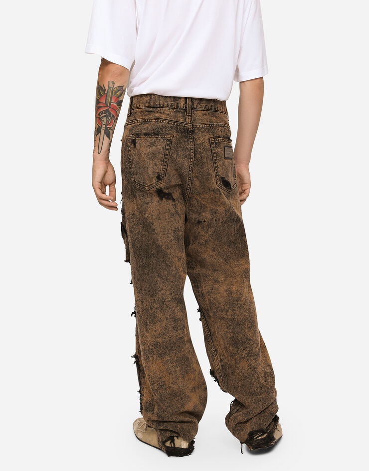 Straight-leg overdyed washed denim jeans - 4