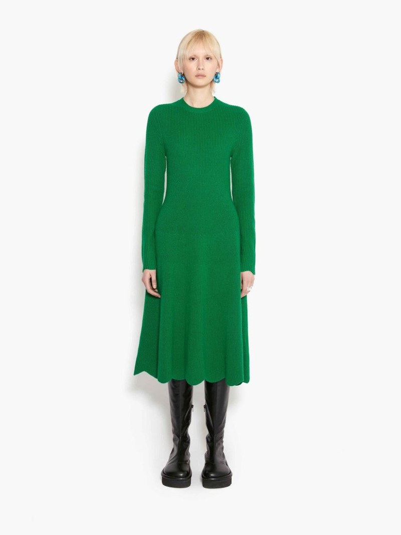 JW Anderson SCALLOPED HEM LONG SLEEVE DRESS outlook