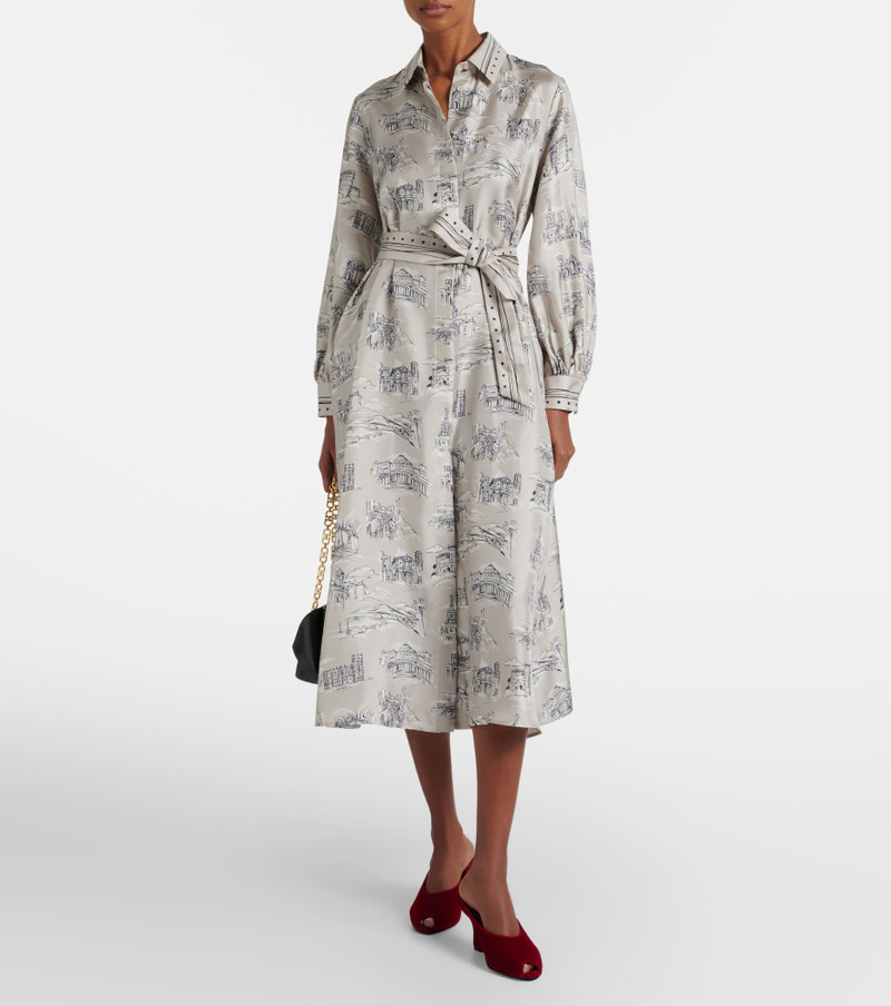 Max Mara Carbone printed silk midi dress outlook