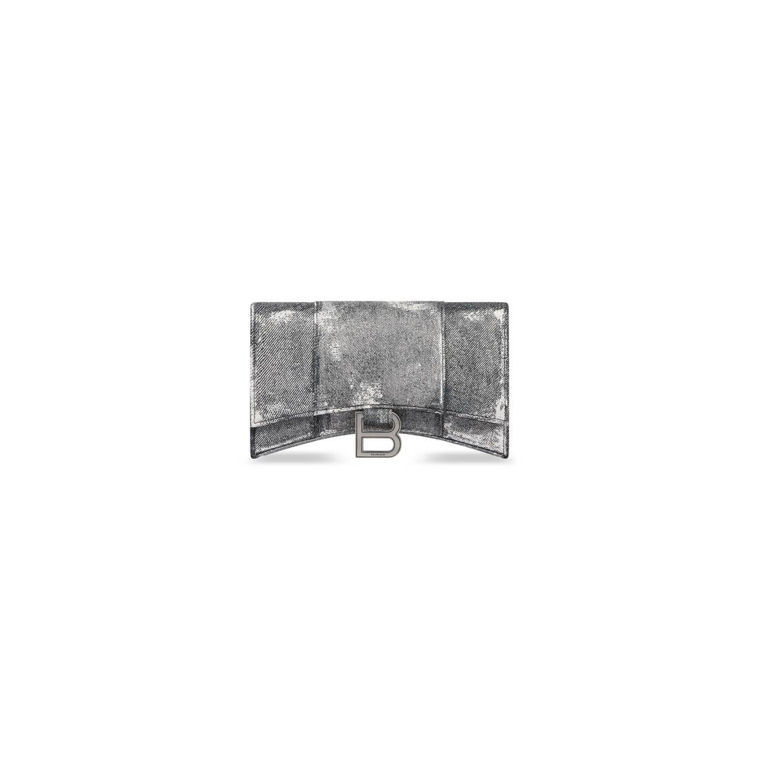Women's Hourglass Wallet On Chain In Denim Printed in Black - 6