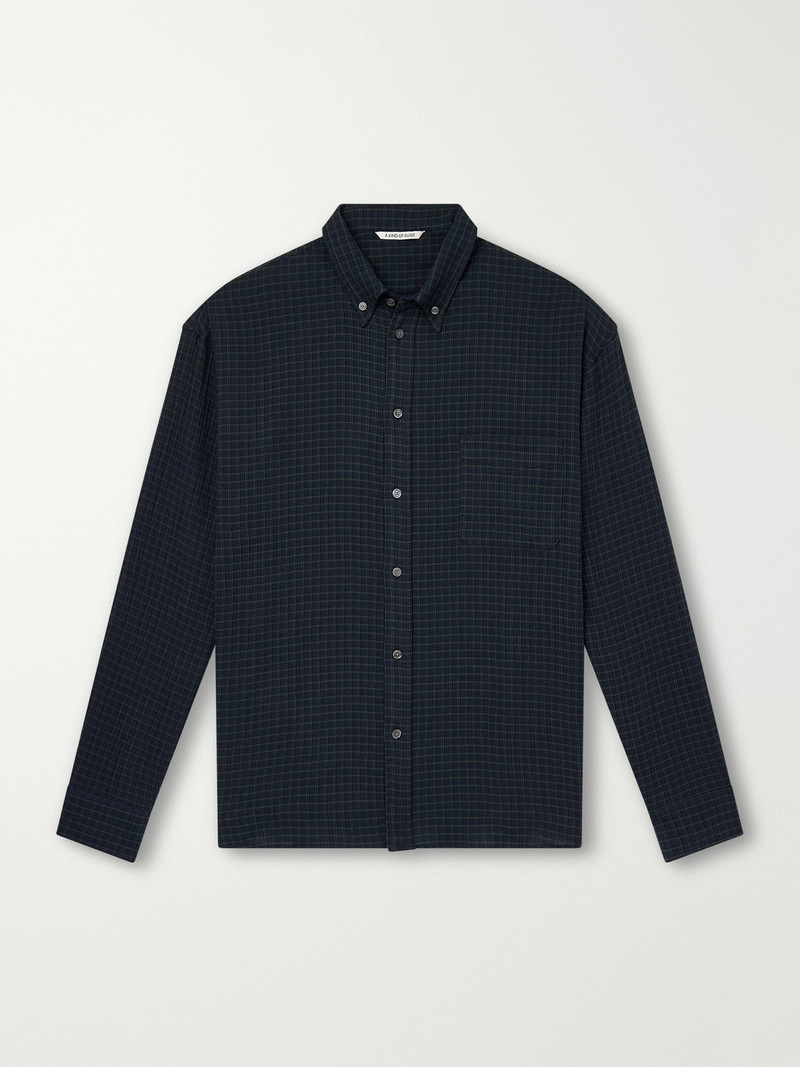 Banita Button-Down Collar Checked Organic Cotton-Seersucker Shirt 1