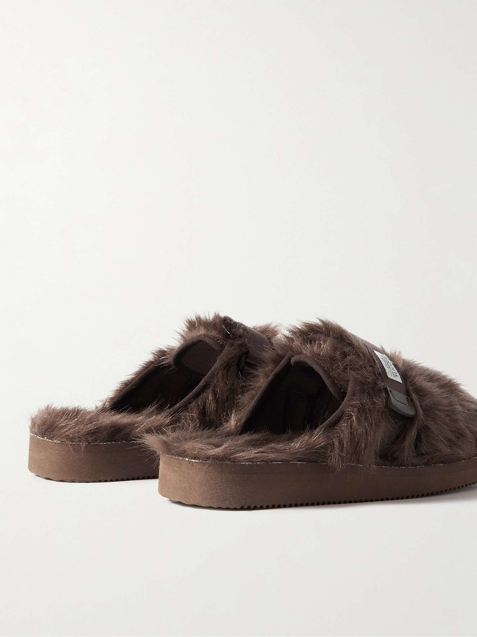 Zavo-2EU Webbing-Trimmed Faux Fur Mules - 5