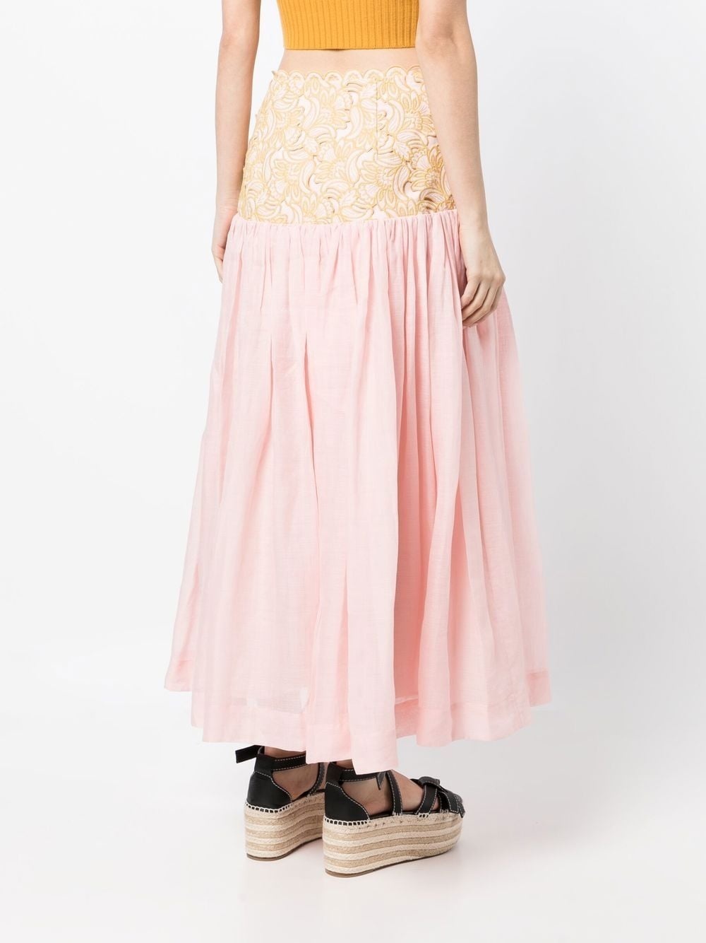 Anthea floral-embroidered maxi skirt - 4