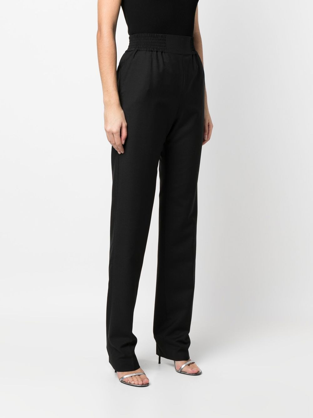 smoked-waist wool trousers - 3