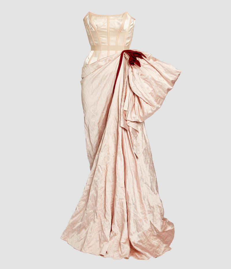 Erdem EMBROIDERED TEXTURED SATIN SLEEVELESS GOWN outlook