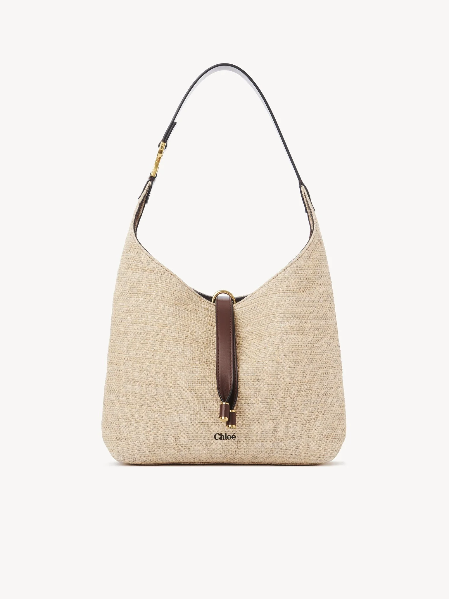 SMALL MARCIE HOBO BAG IN RAFFIA-EFFECT FIBERS - 1